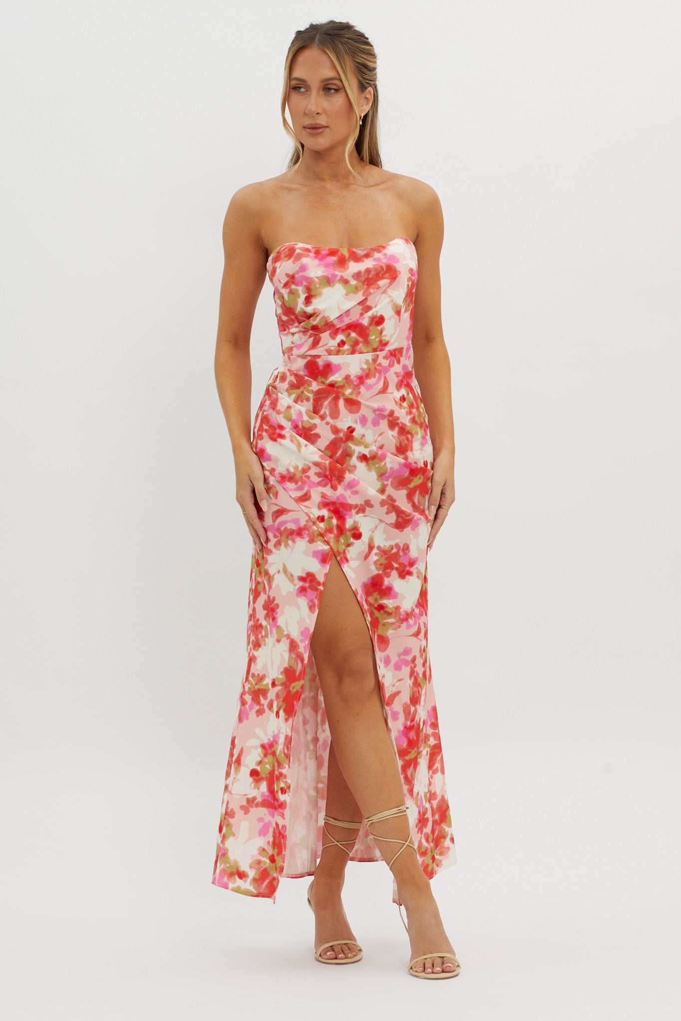 Marianna Twist Back Maxi Dress Pink-Maymioy