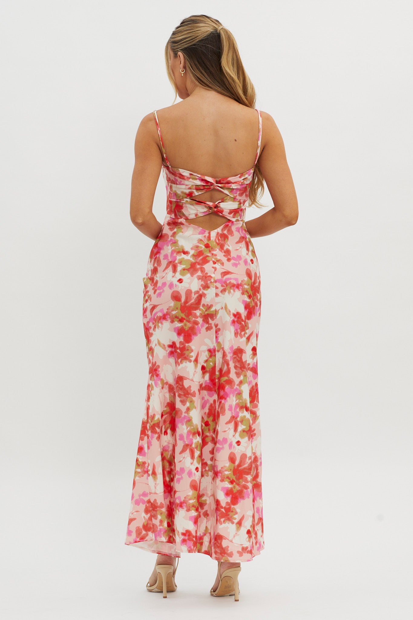 Marianna Twist Back Maxi Dress Pink-Maymioy