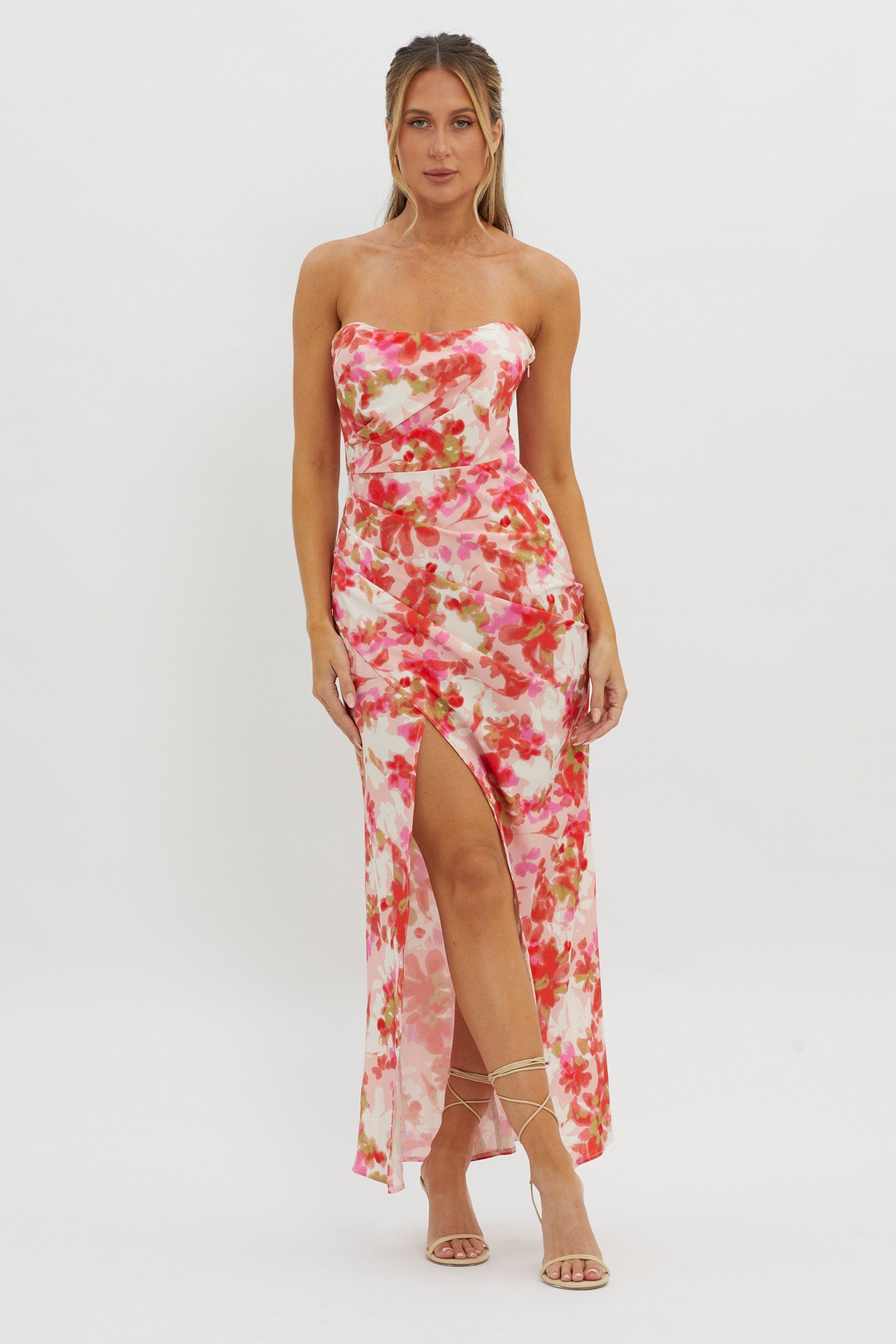 Marianna Twist Back Maxi Dress Pink-Maymioy