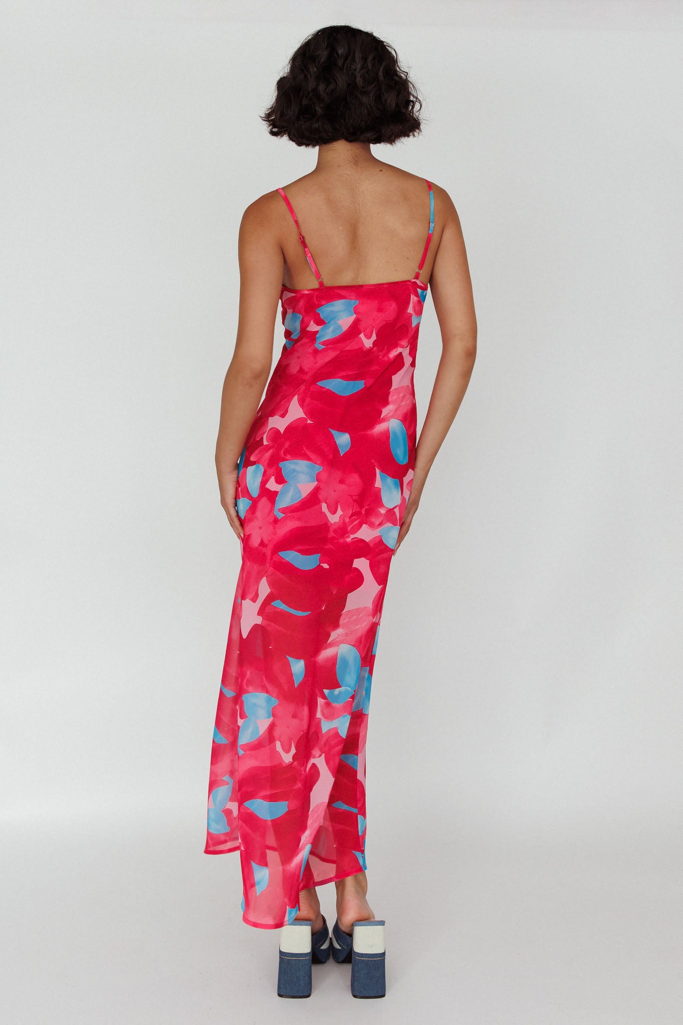 Stasi Cami Strap Midi Dress Floral Pink-Maymioy