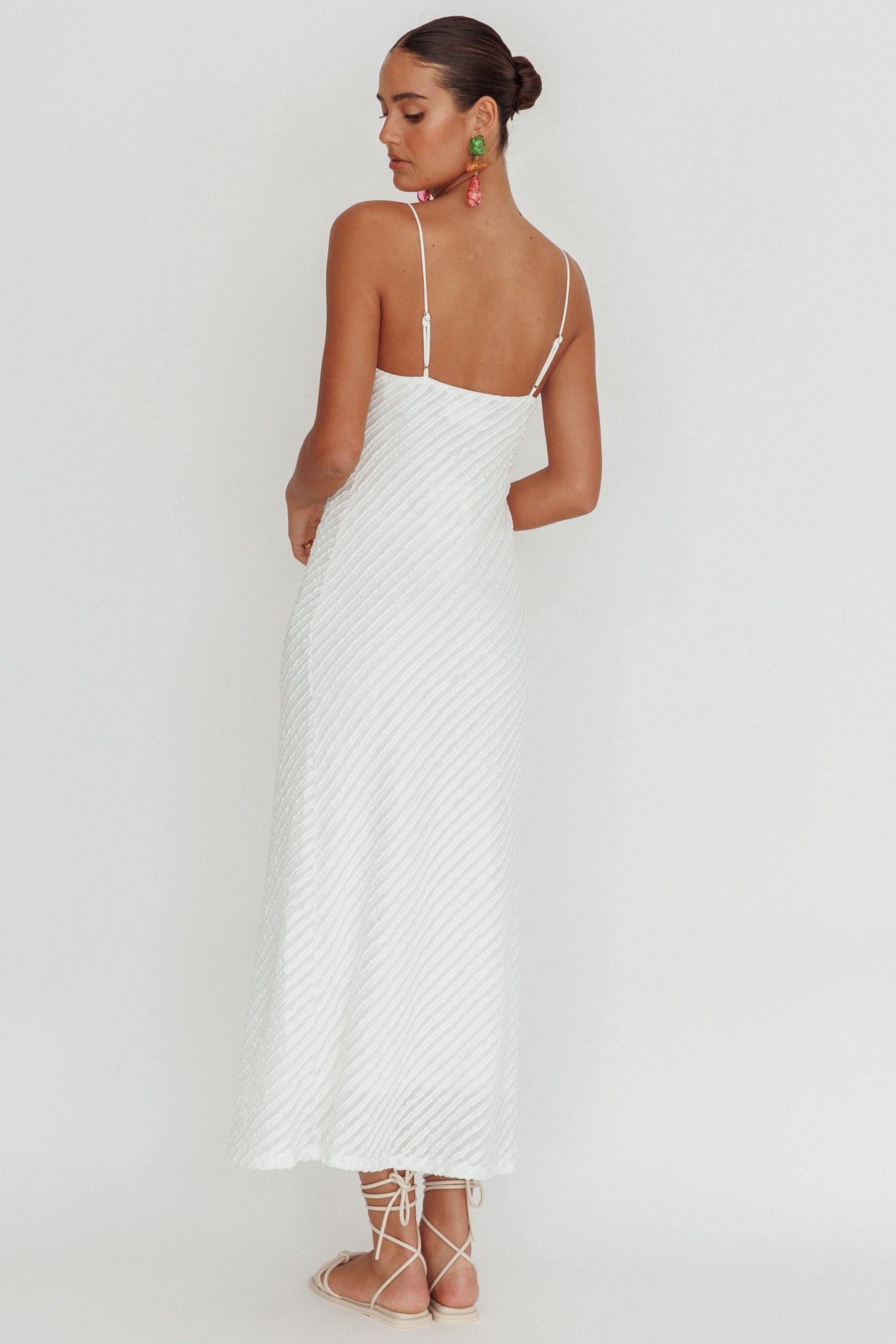 Stasi Textured Maxi Dress White-Maymioy