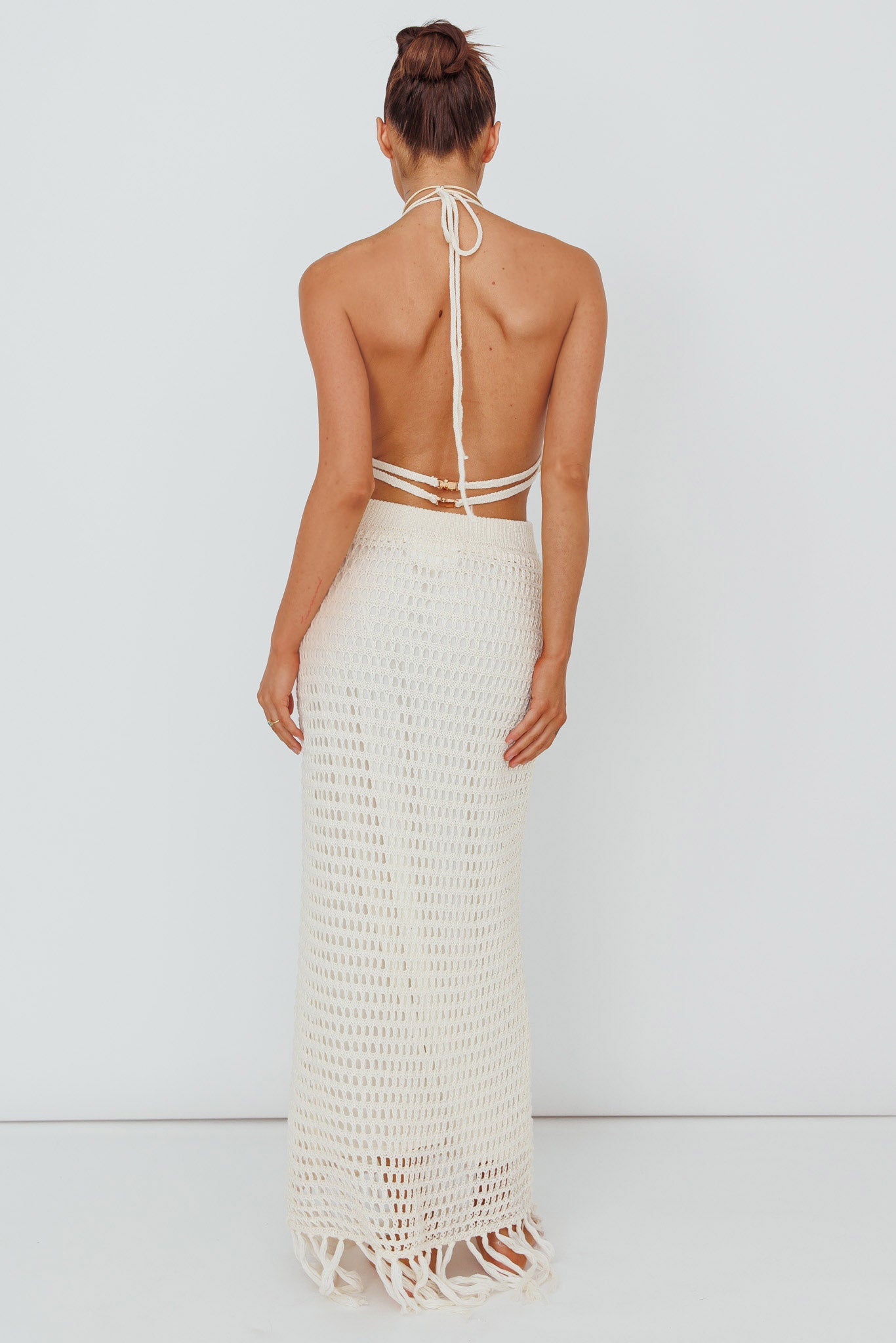 Lelei Crochet Open Back Maxi Dress Beige-Maymioy