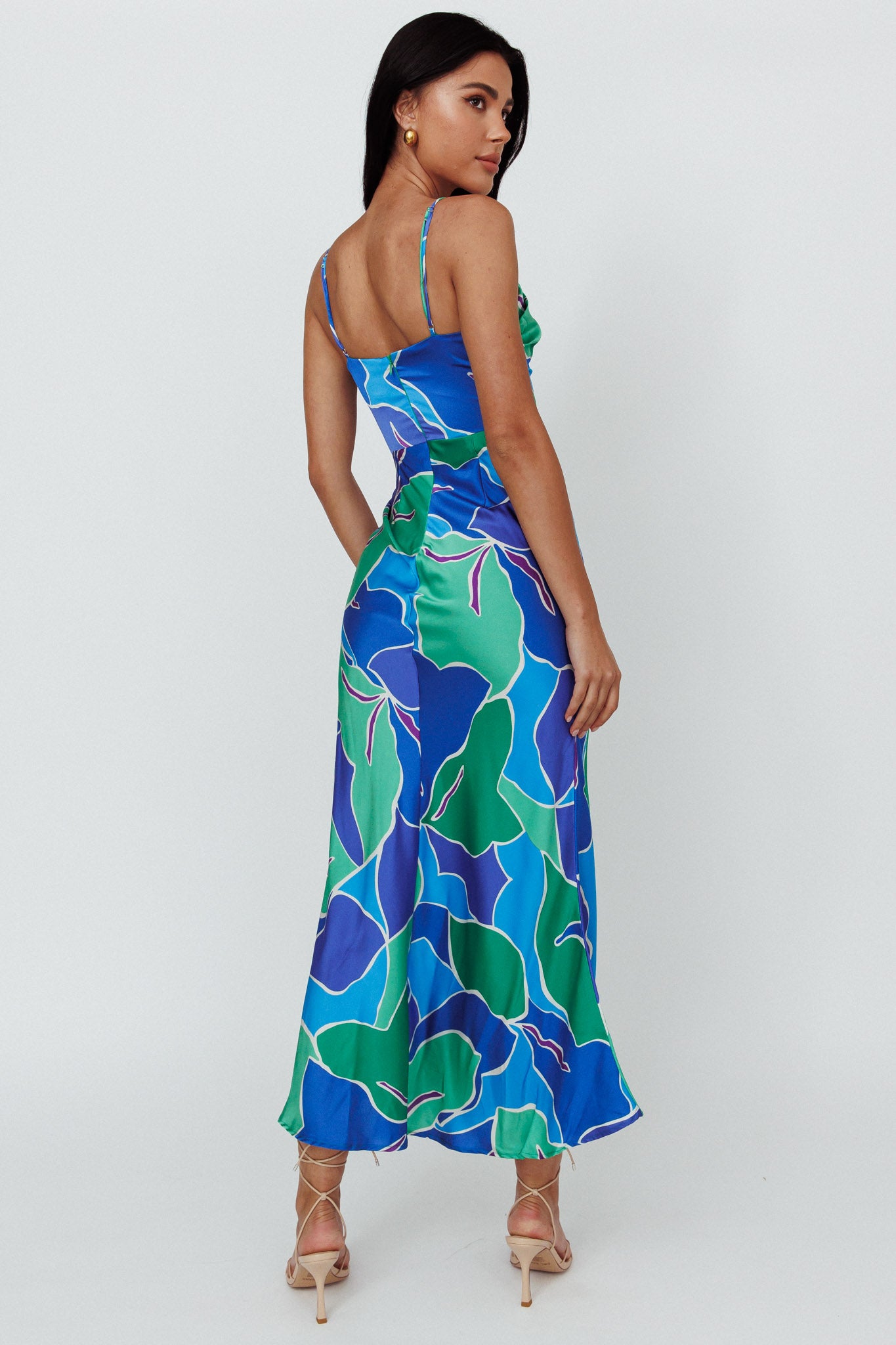 Hula Sweetheart Midi Dress Floral Blue-Maymioy