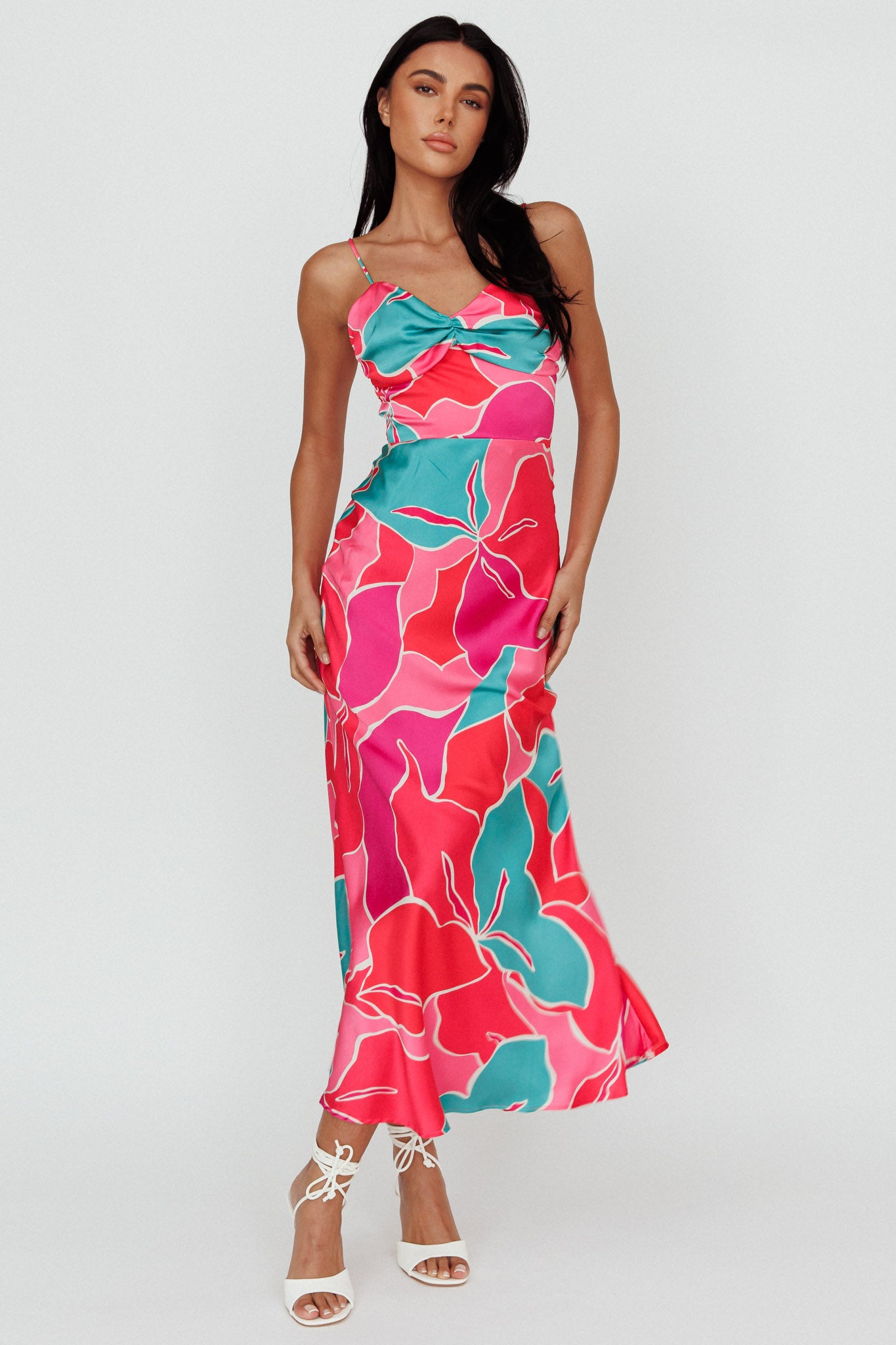 Hula Sweetheart Midi Dress Floral Red-Maymioy