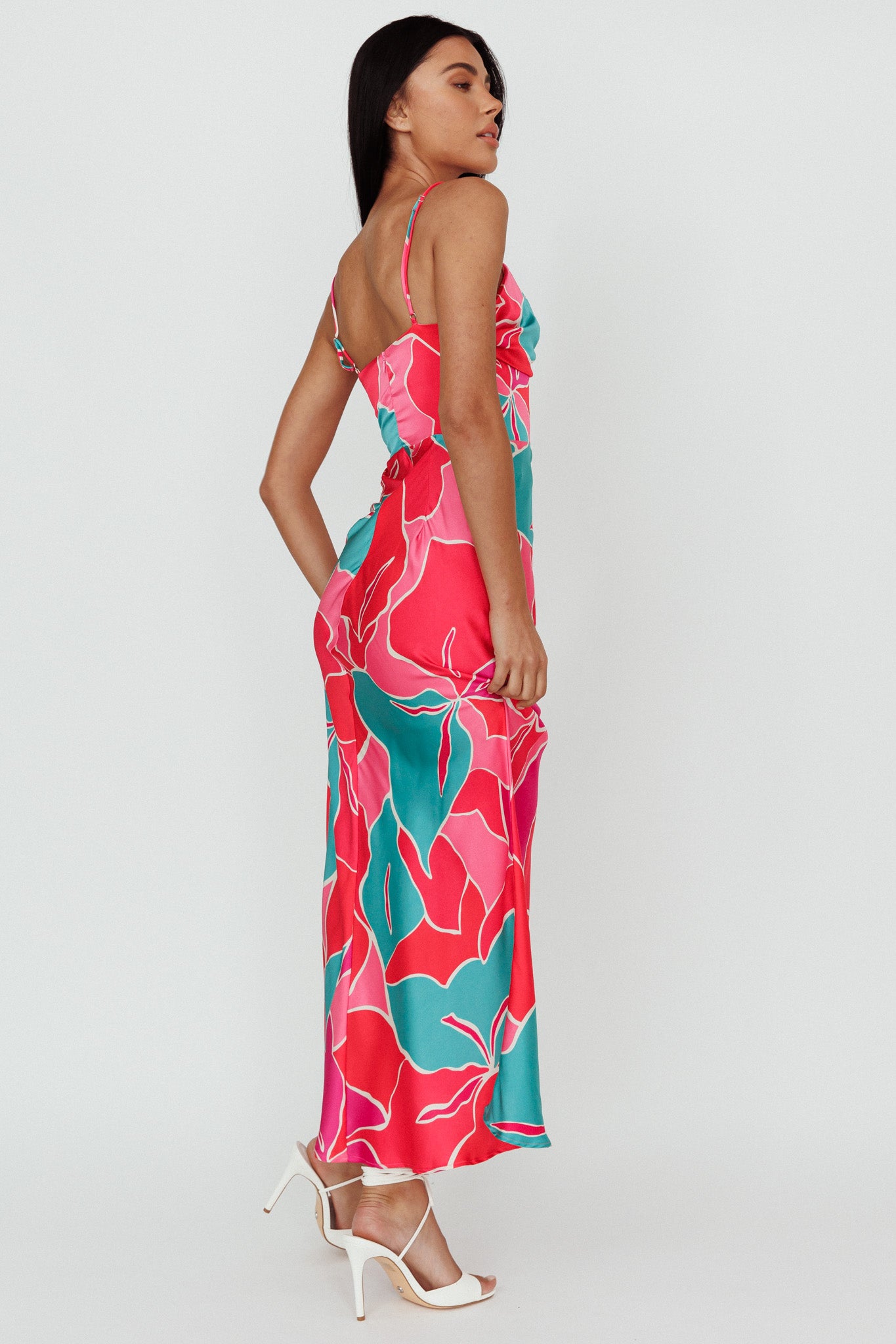 Hula Sweetheart Midi Dress Floral Red-Maymioy