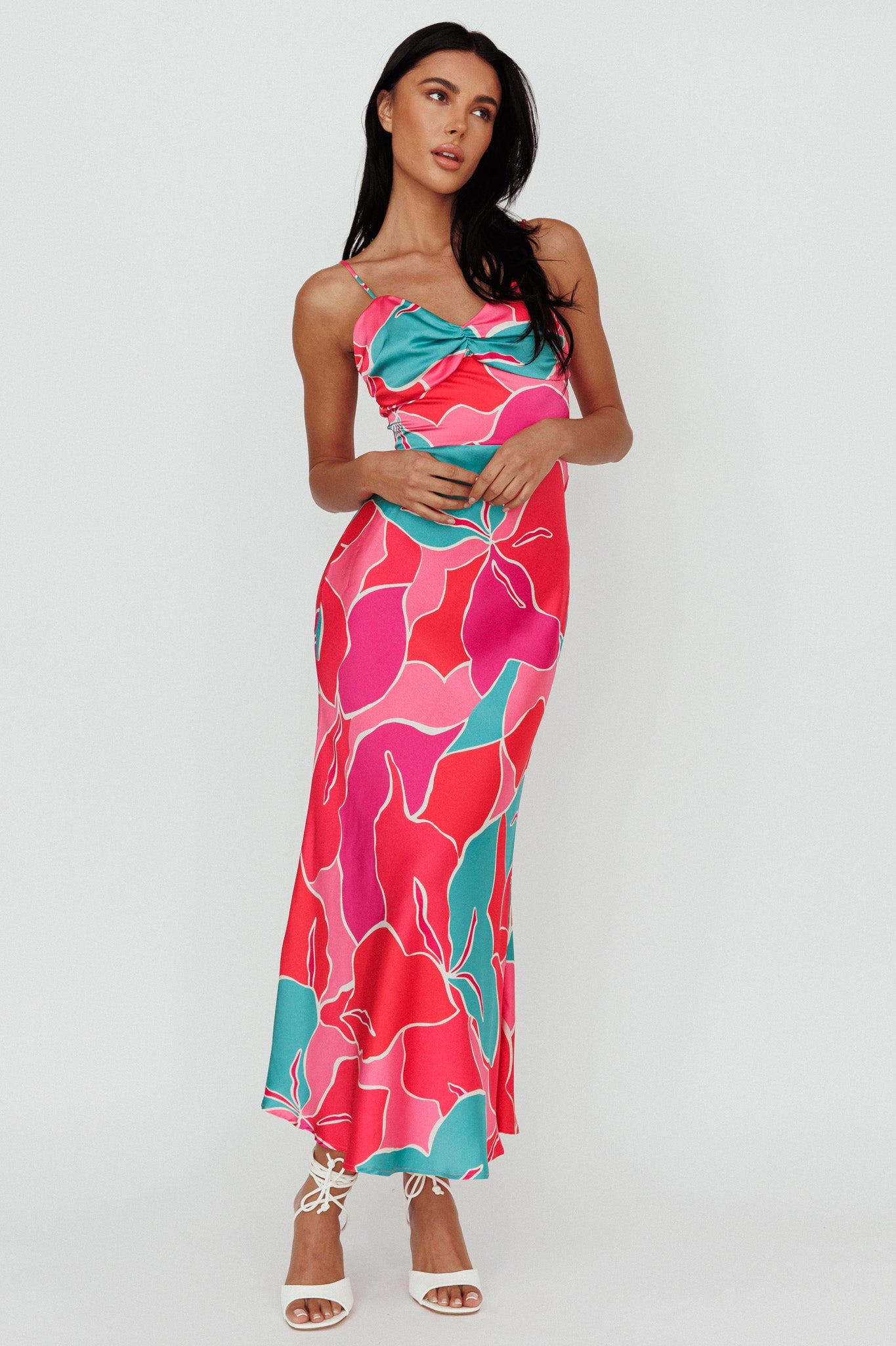 Hula Sweetheart Midi Dress Floral Red-Maymioy