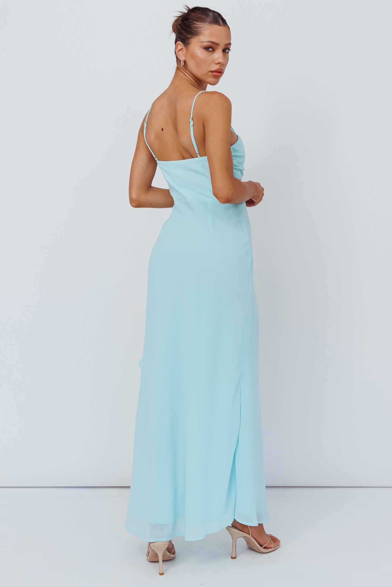 Jayna Ruffle Trim Split Dress Mint-Maymioy