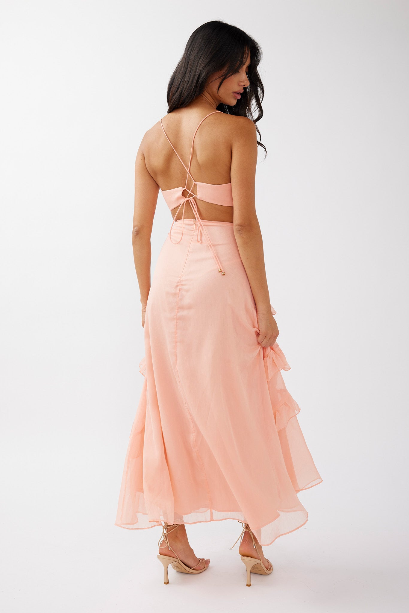 Joss Ruffle Trim Cut-Out Dress Rose-Maymioy