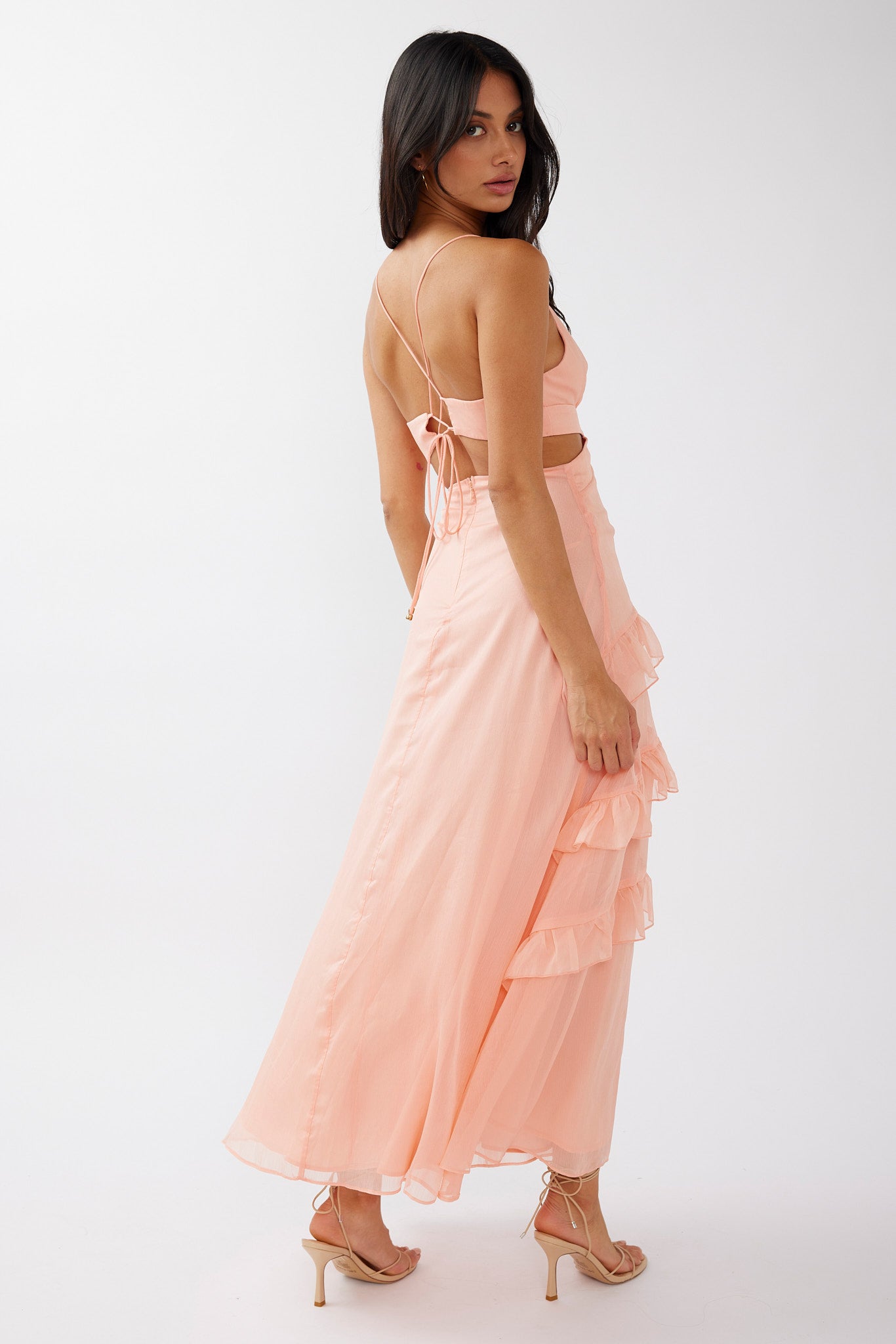Joss Ruffle Trim Cut-Out Dress Rose-Maymioy