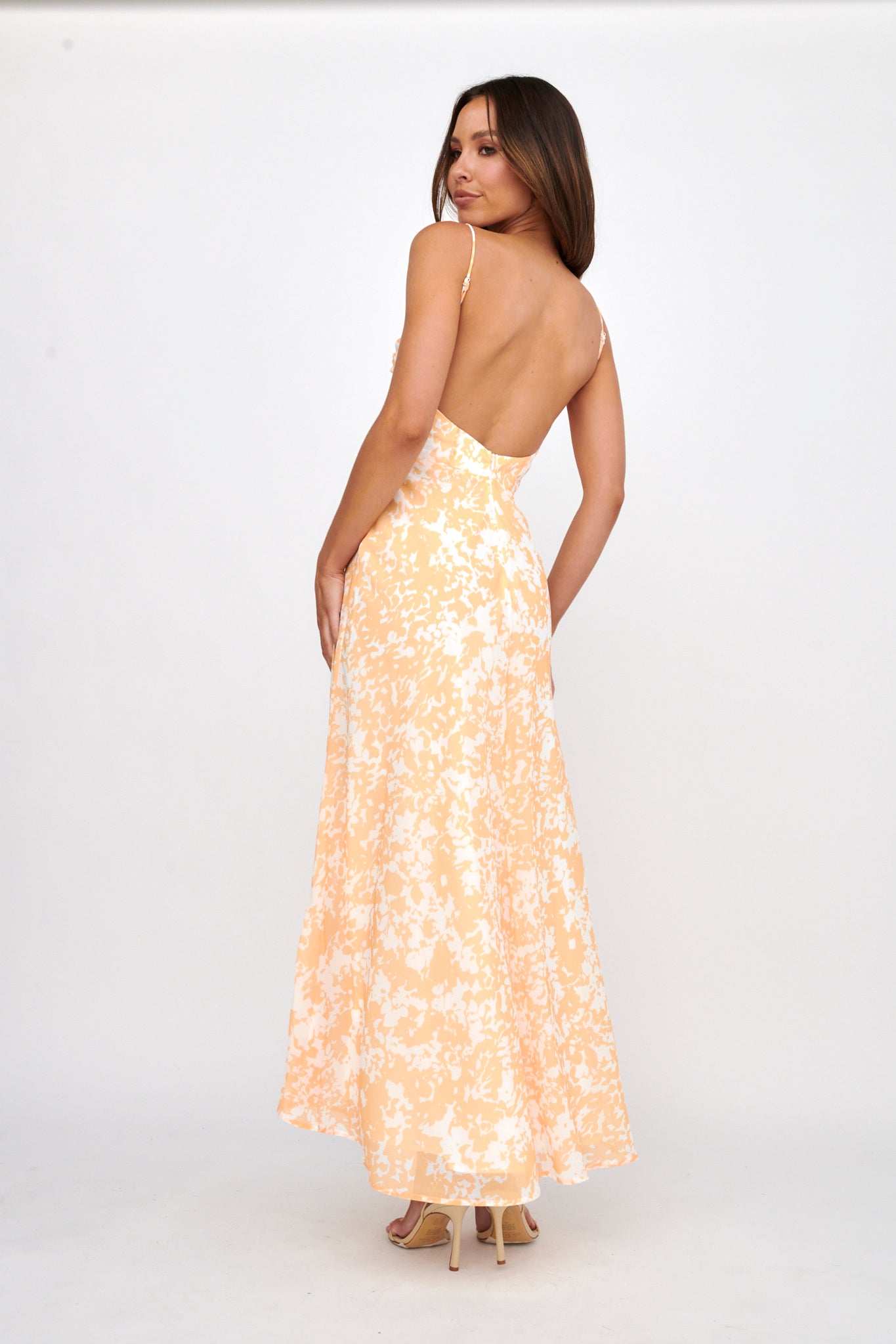 Huda U-Wire Bust Low Back Maxi Dress Yellow-Maymioy