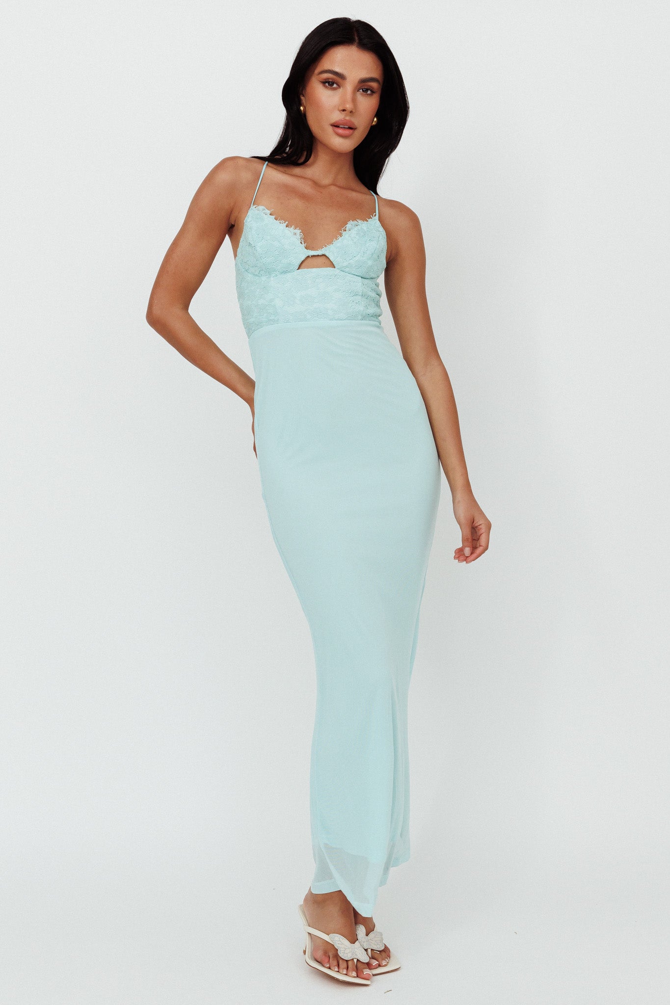 Modern Love Lace Bodice Maxi Dress Mint-Maymioy