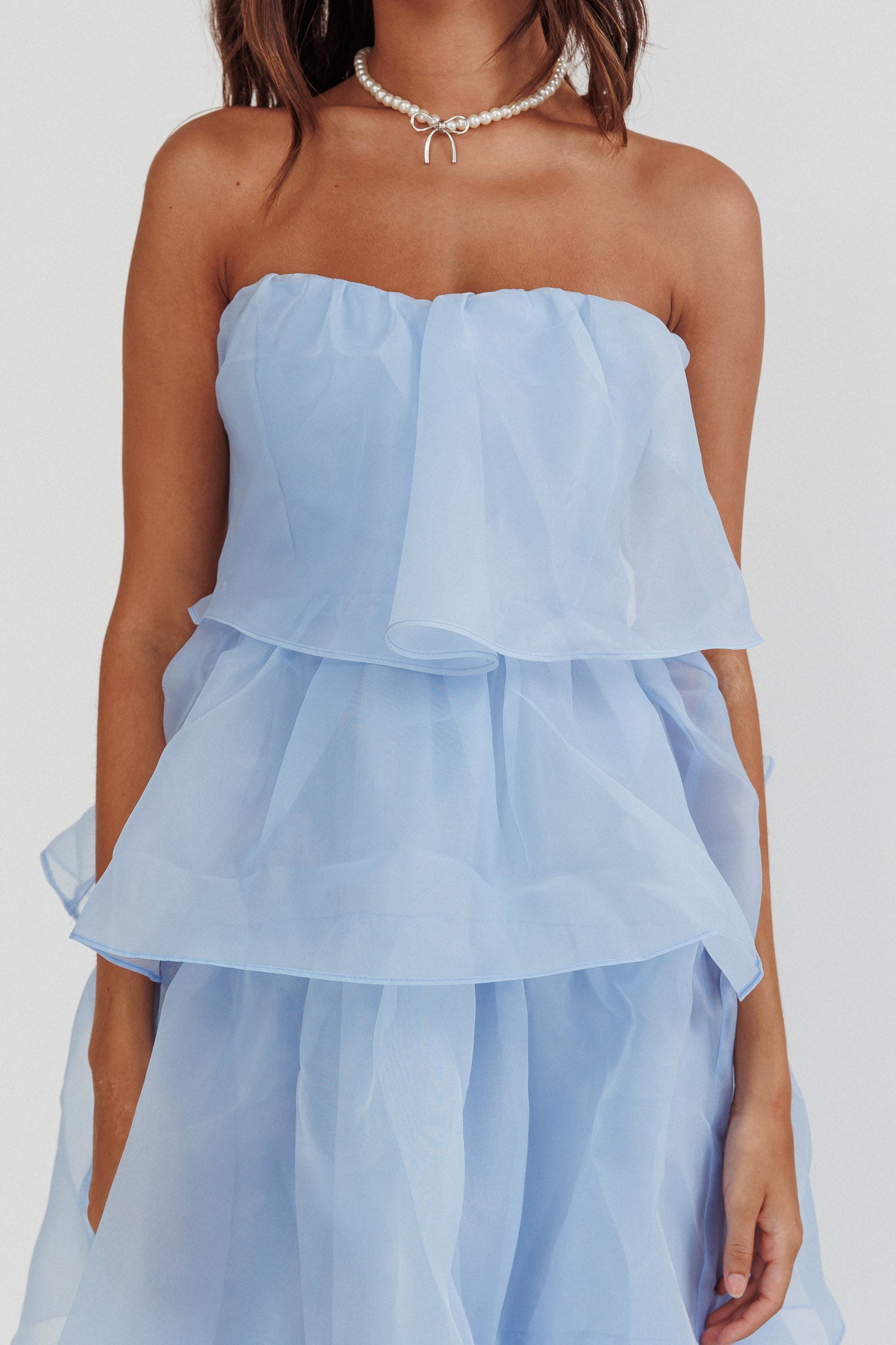 Behati Tiered Layer Midi Dress Blue-Maymioy