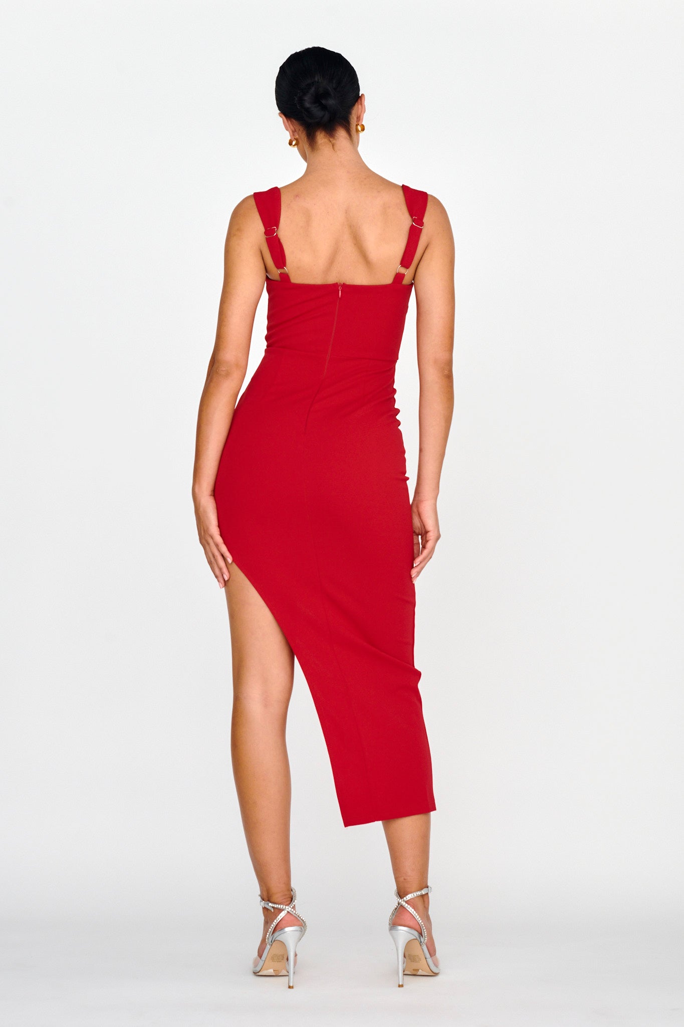 Hearts Flutter Sweetheart Neckline Dress Red-Maymioy