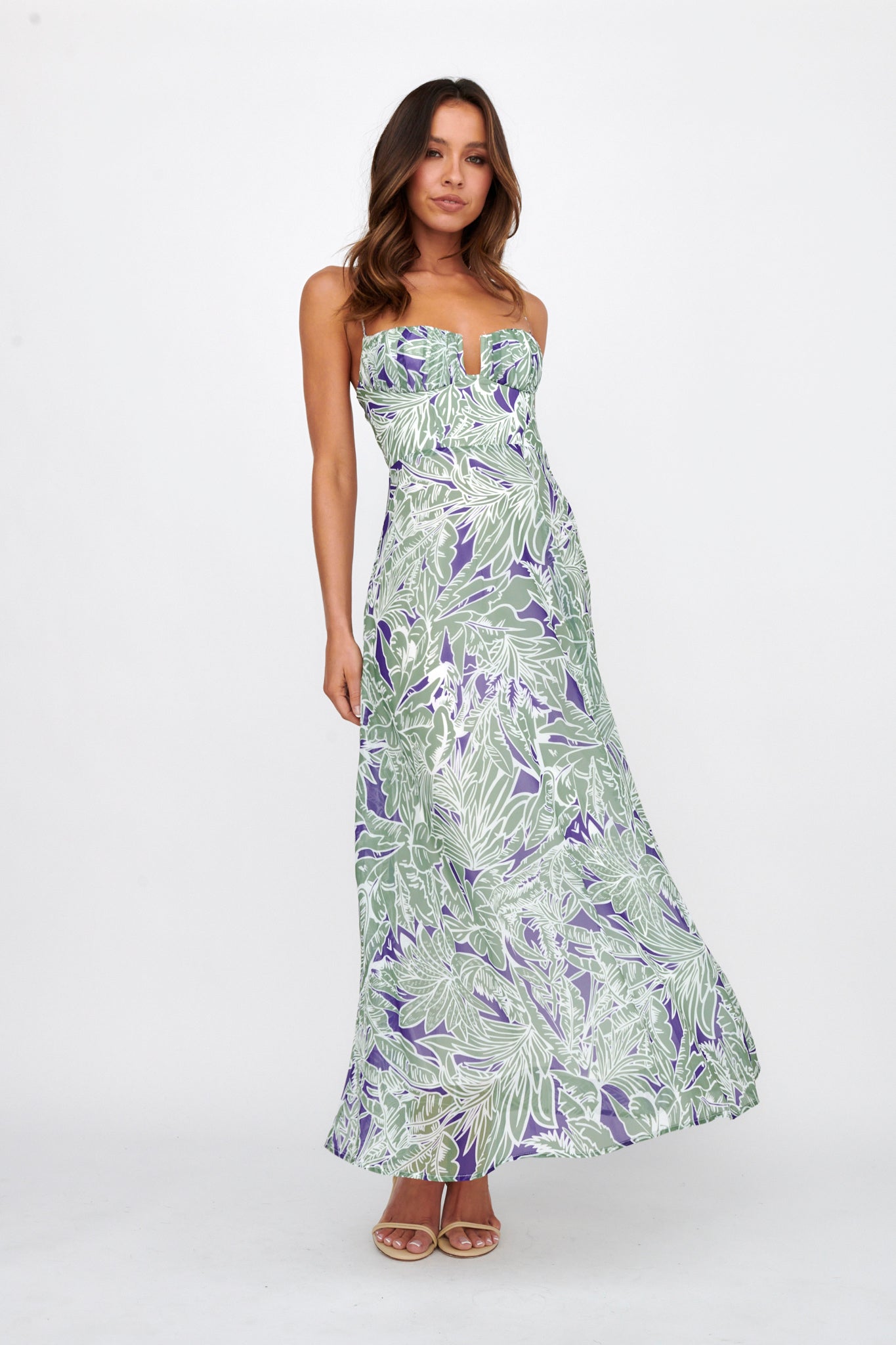 Kindred Love Gathered Bust Maxi Dress Blue-Maymioy