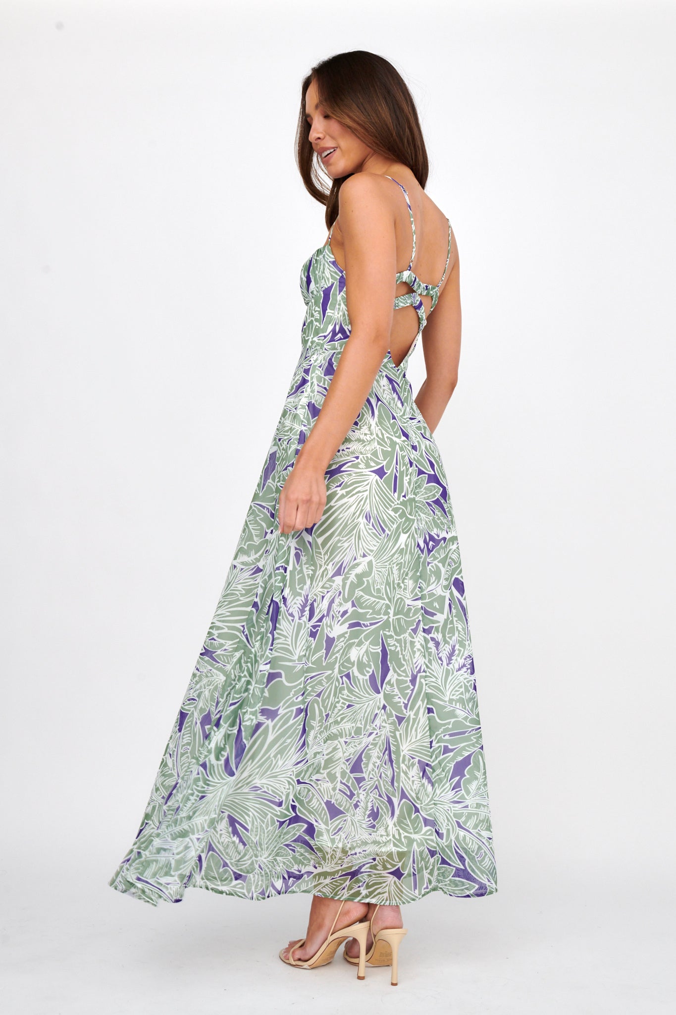 Kindred Love Gathered Bust Maxi Dress Blue-Maymioy