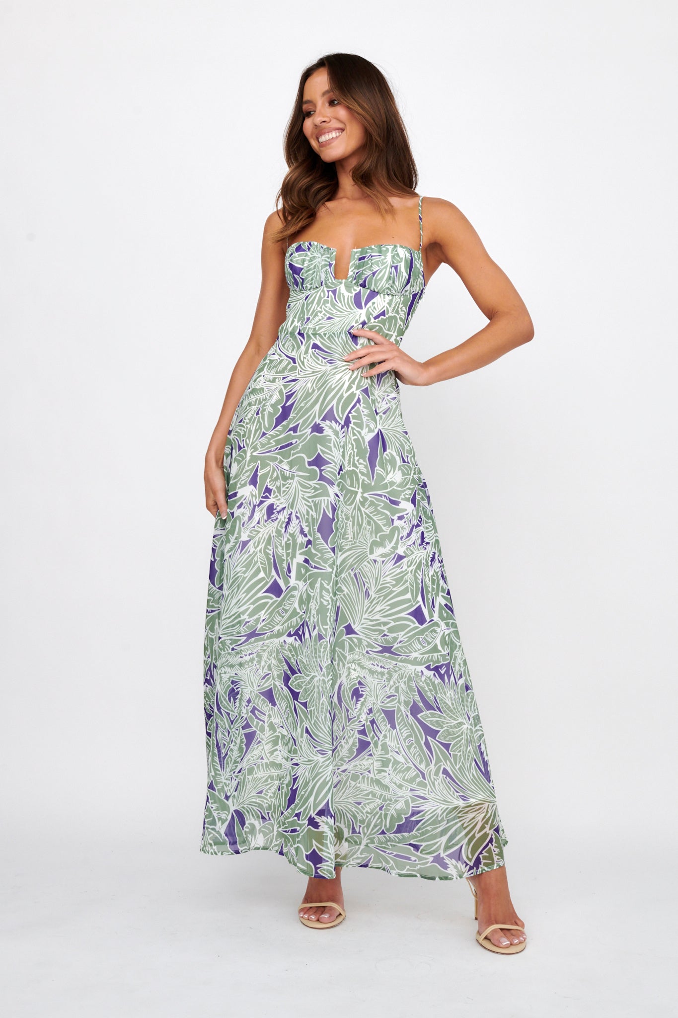 Kindred Love Gathered Bust Maxi Dress Blue-Maymioy