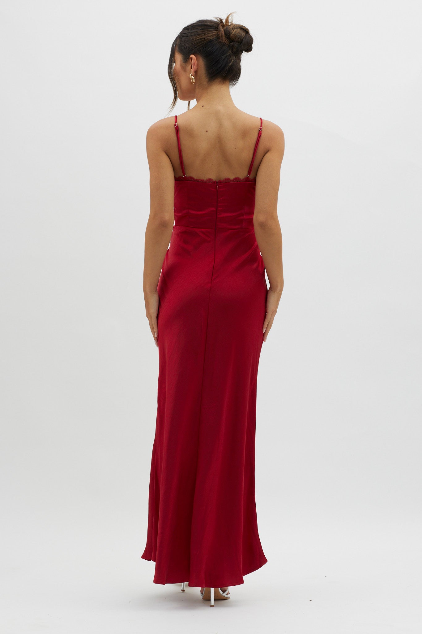 Silver Lining String Tie Waist Dress Red-Maymioy