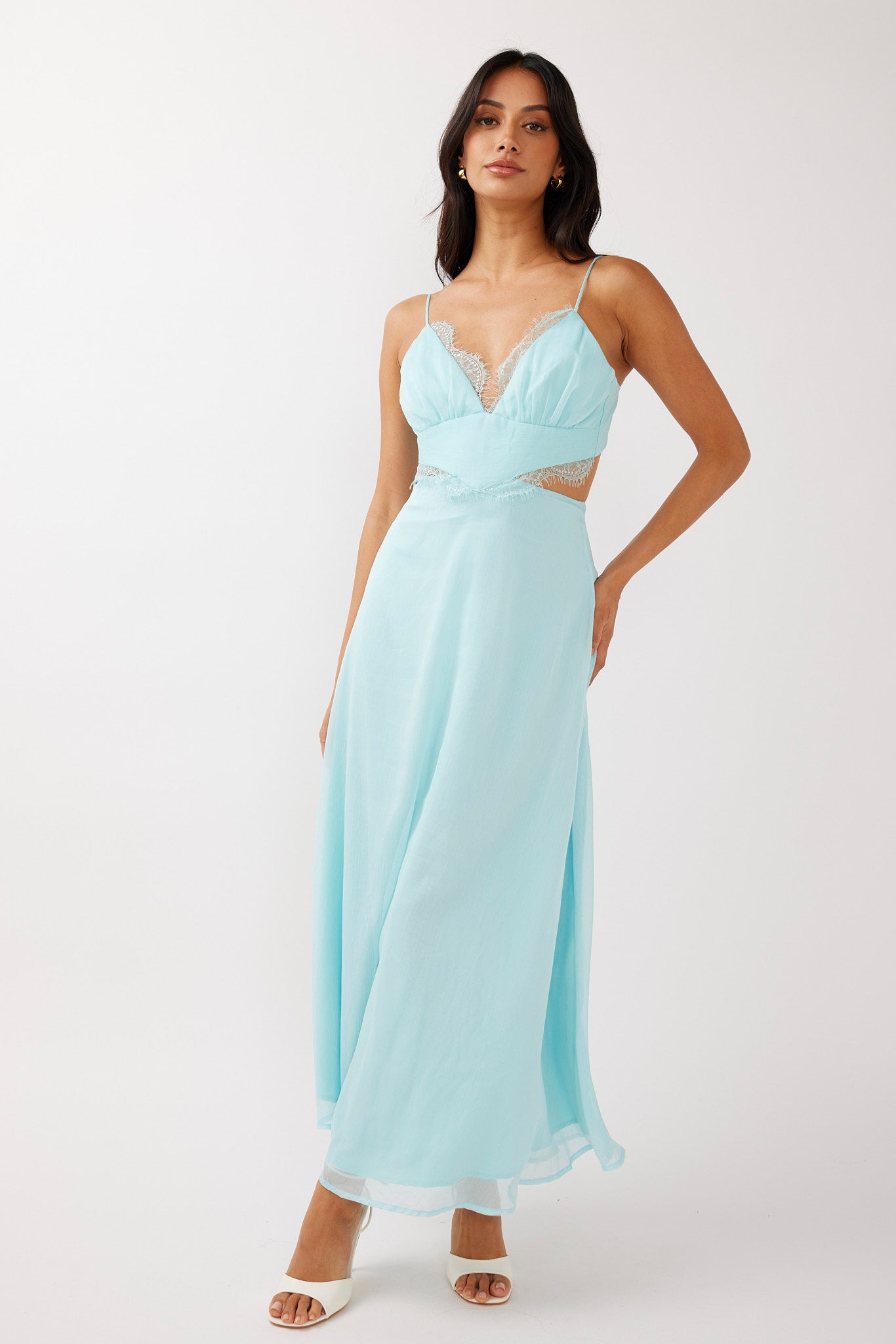 More Love Lace Trim Cut-Out Midi Dress Mint-Maymioy