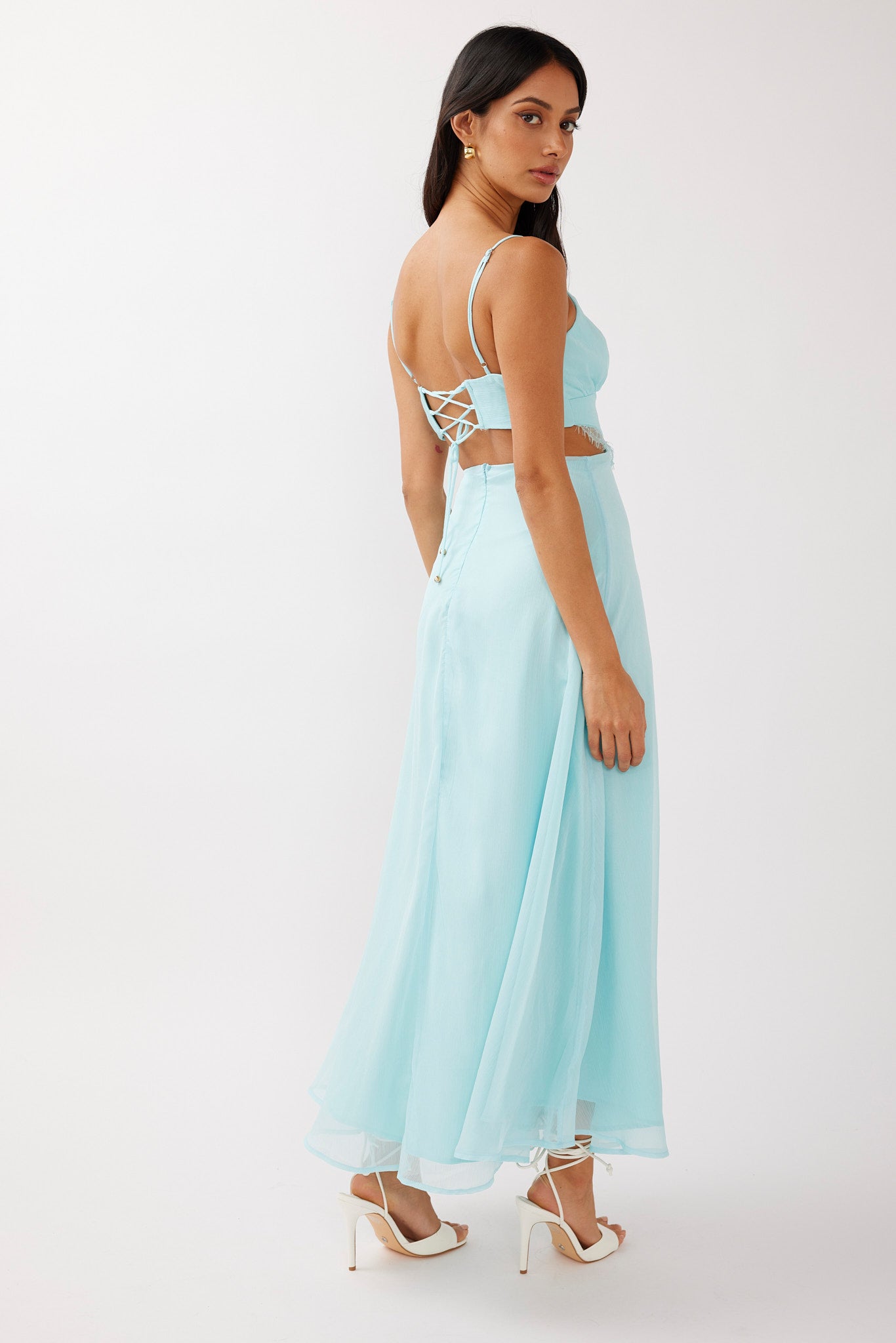 More Love Lace Trim Cut-Out Midi Dress Mint-Maymioy