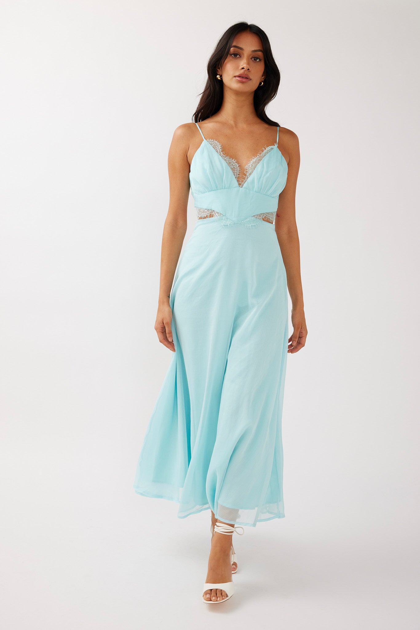 More Love Lace Trim Cut-Out Midi Dress Mint-Maymioy