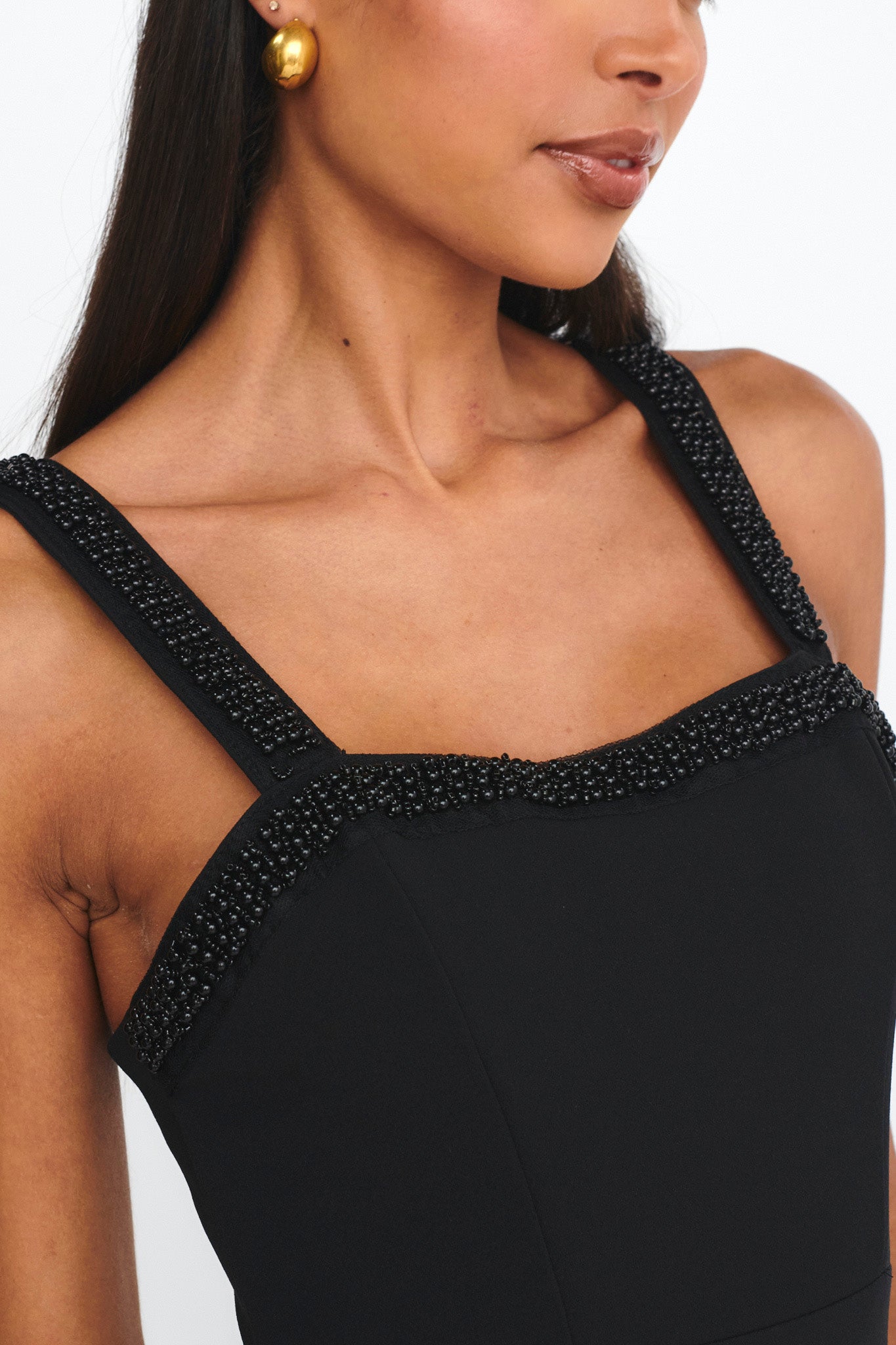 Emina Bead Trim Maxi Dress Black-Maymioy