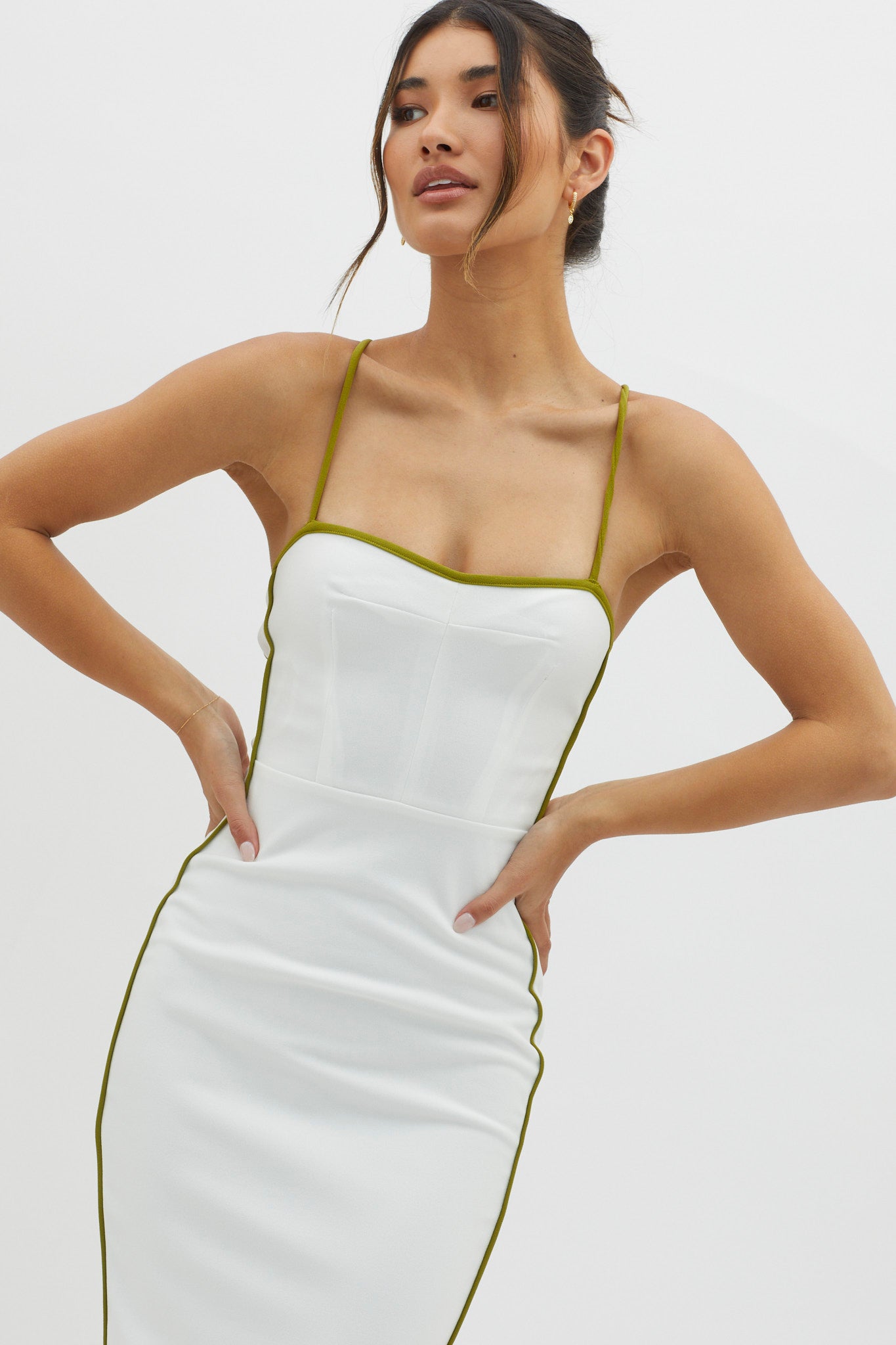 Future Awaits Lace-Up Back Midi Dress White-Maymioy