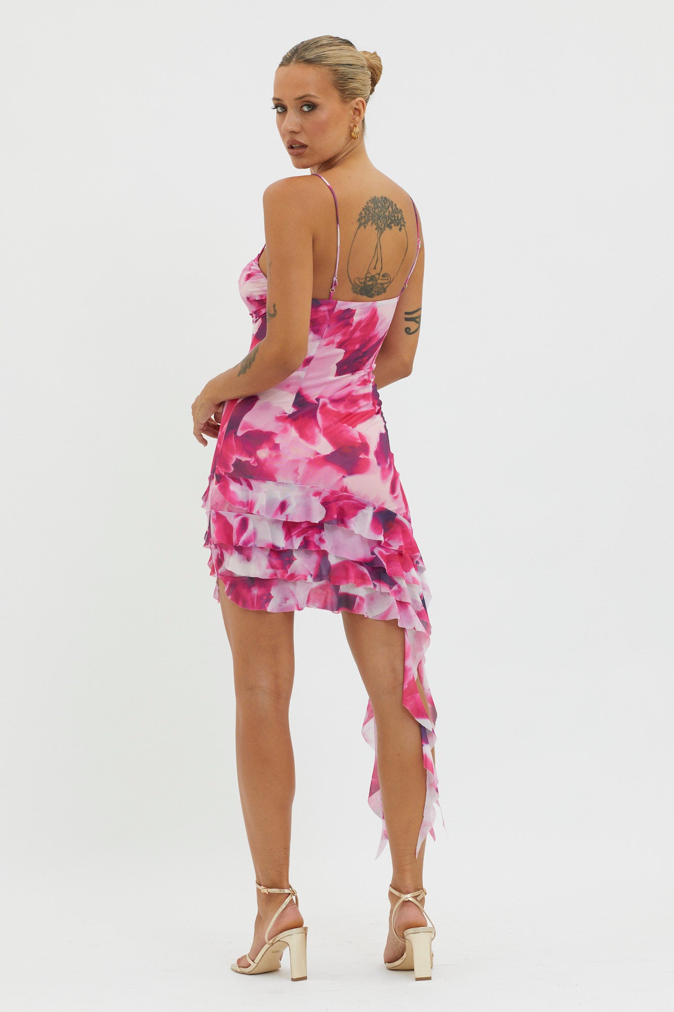 Envious Ruffle Trim Mini Dress Pink-Maymioy