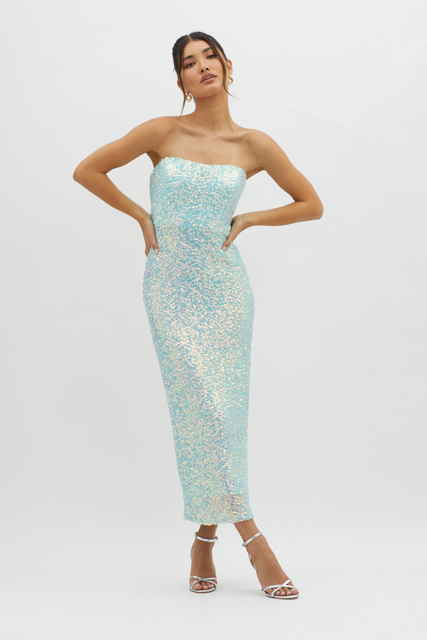 C'est Moi Sequin Laced Back Blue-Maymioy