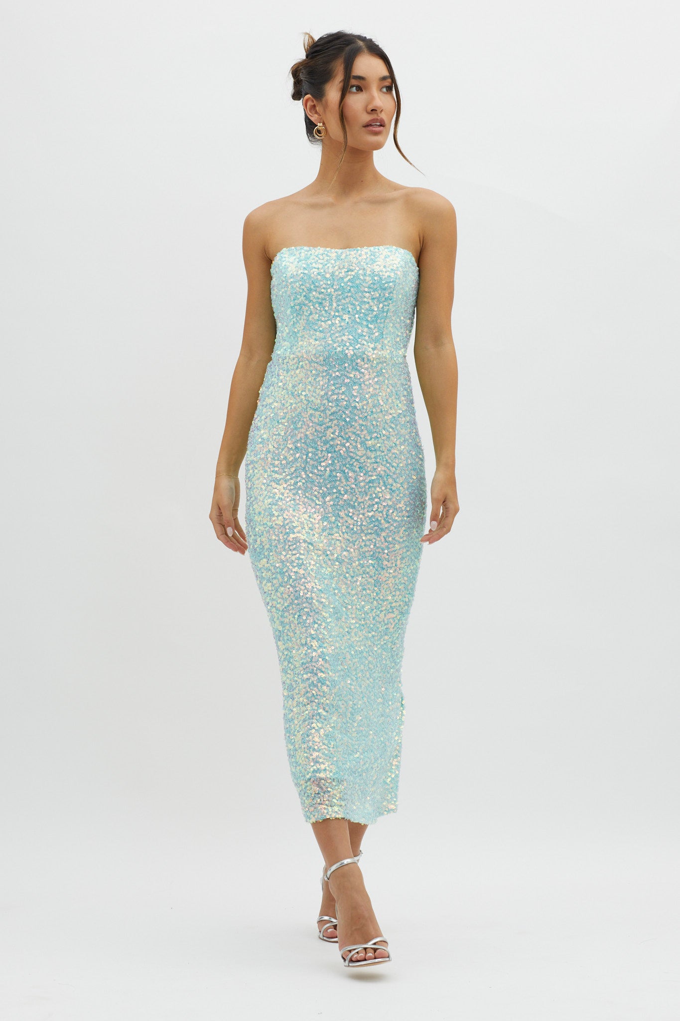 C'est Moi Sequin Laced Back Blue-Maymioy
