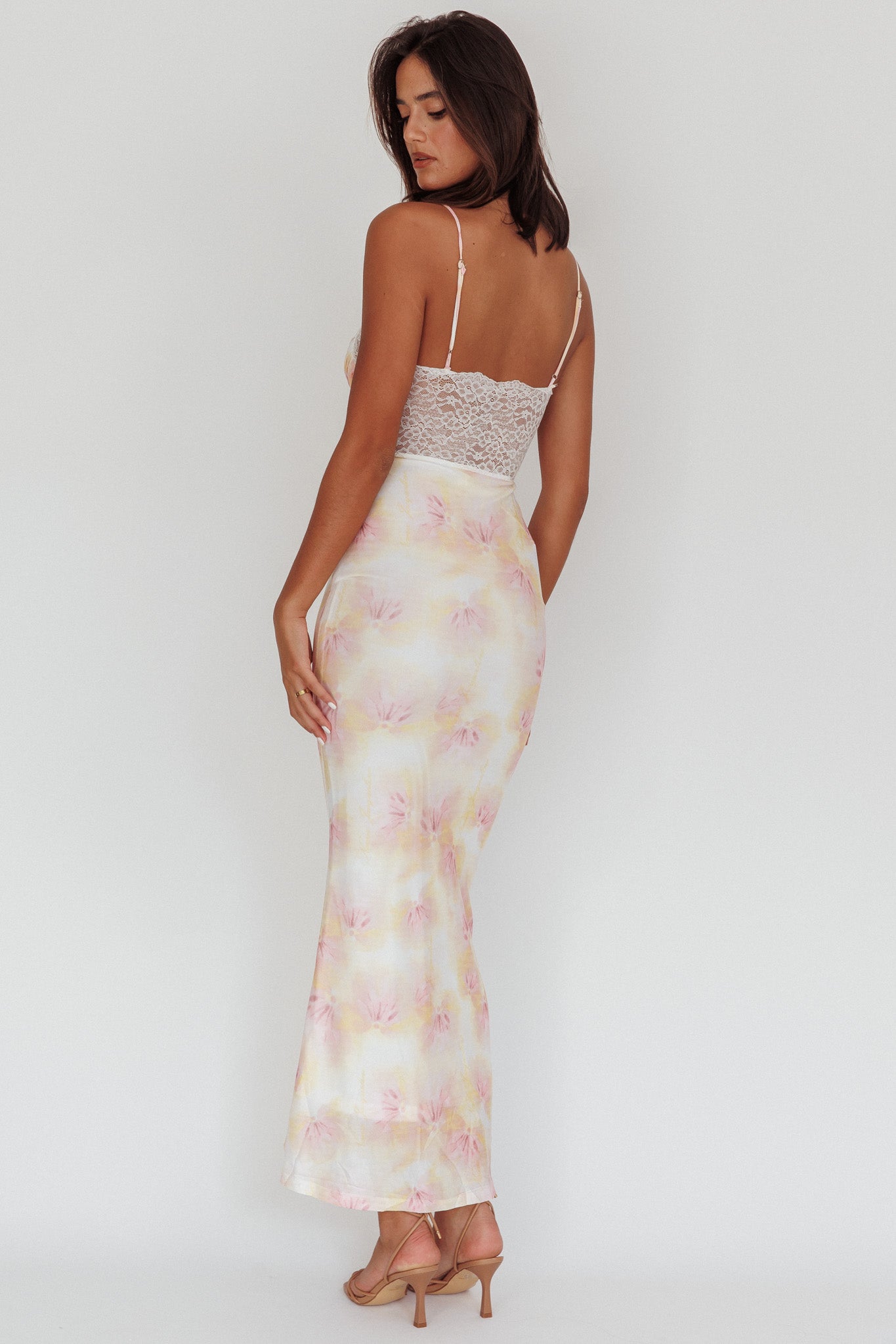 Super Shy Floral Lace Maxi Dress Pink-Maymioy