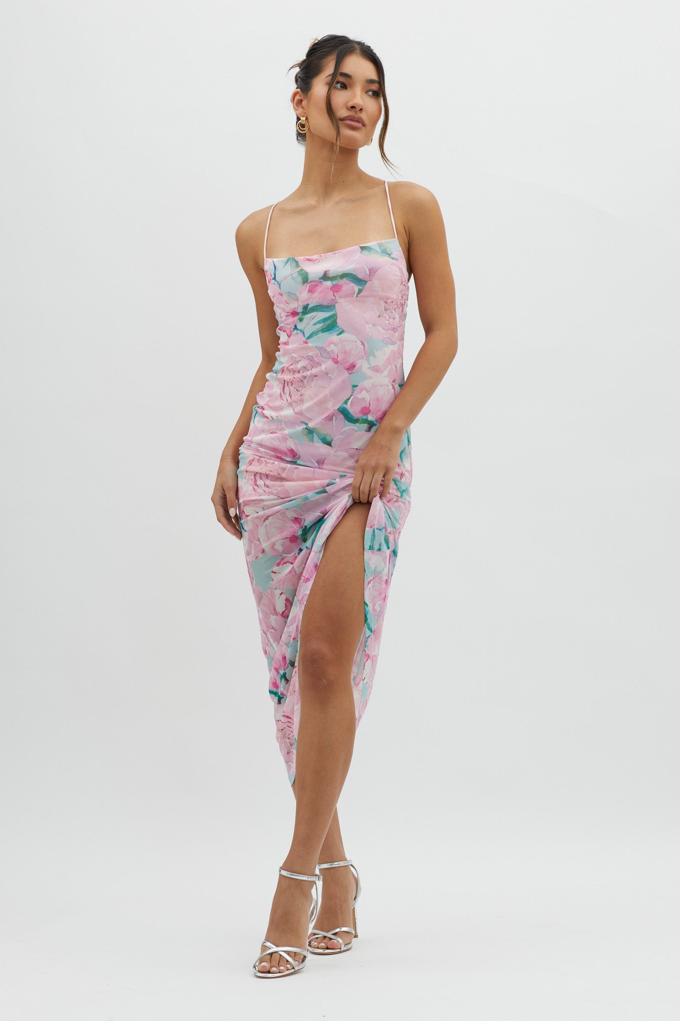 Letting Go Tie-Up Back Maxi Floral Pink-Maymioy