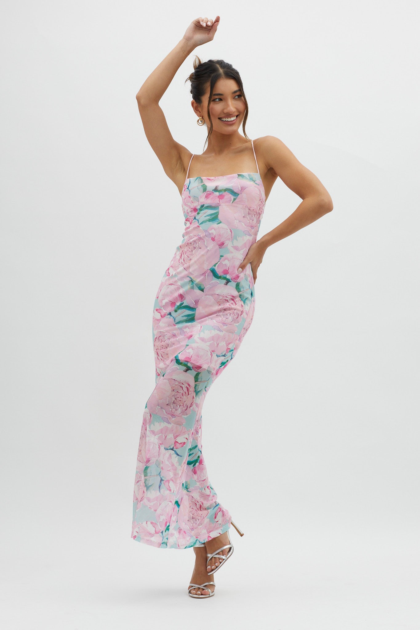 Letting Go Tie-Up Back Maxi Floral Pink-Maymioy