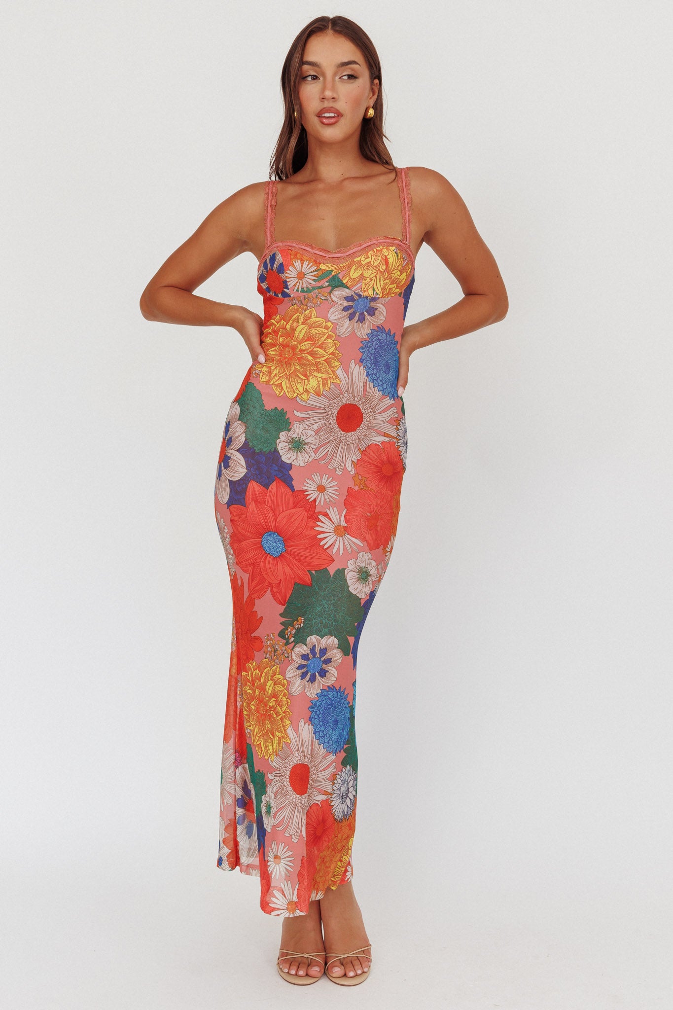 Girl Power Lace Strap Maxi Dress Orange-Maymioy