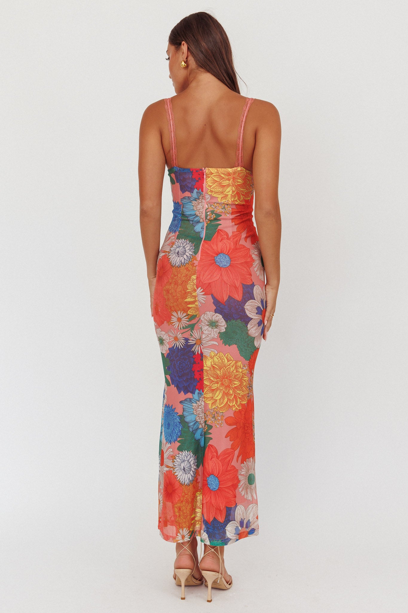 Girl Power Lace Strap Maxi Dress Orange-Maymioy