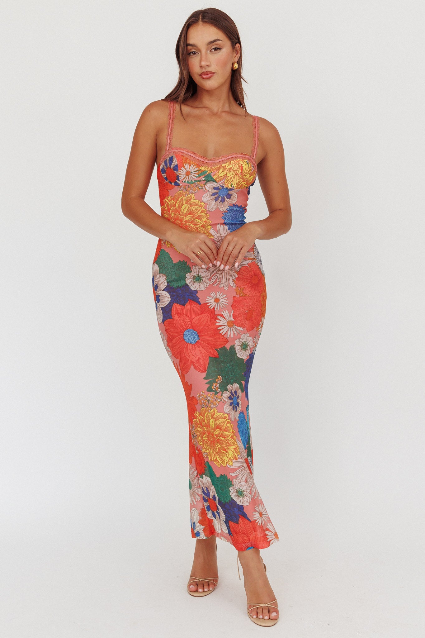Girl Power Lace Strap Maxi Dress Orange-Maymioy