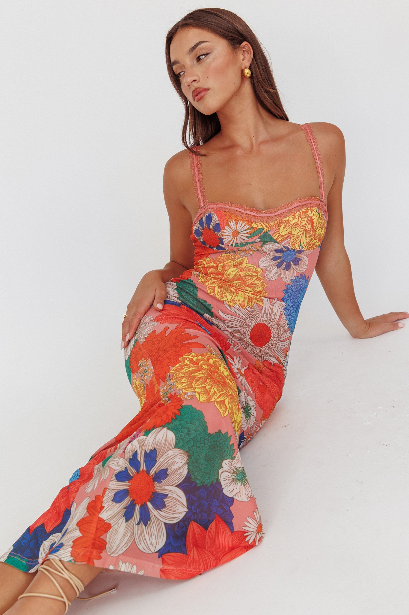 Girl Power Lace Strap Maxi Dress Orange-Maymioy