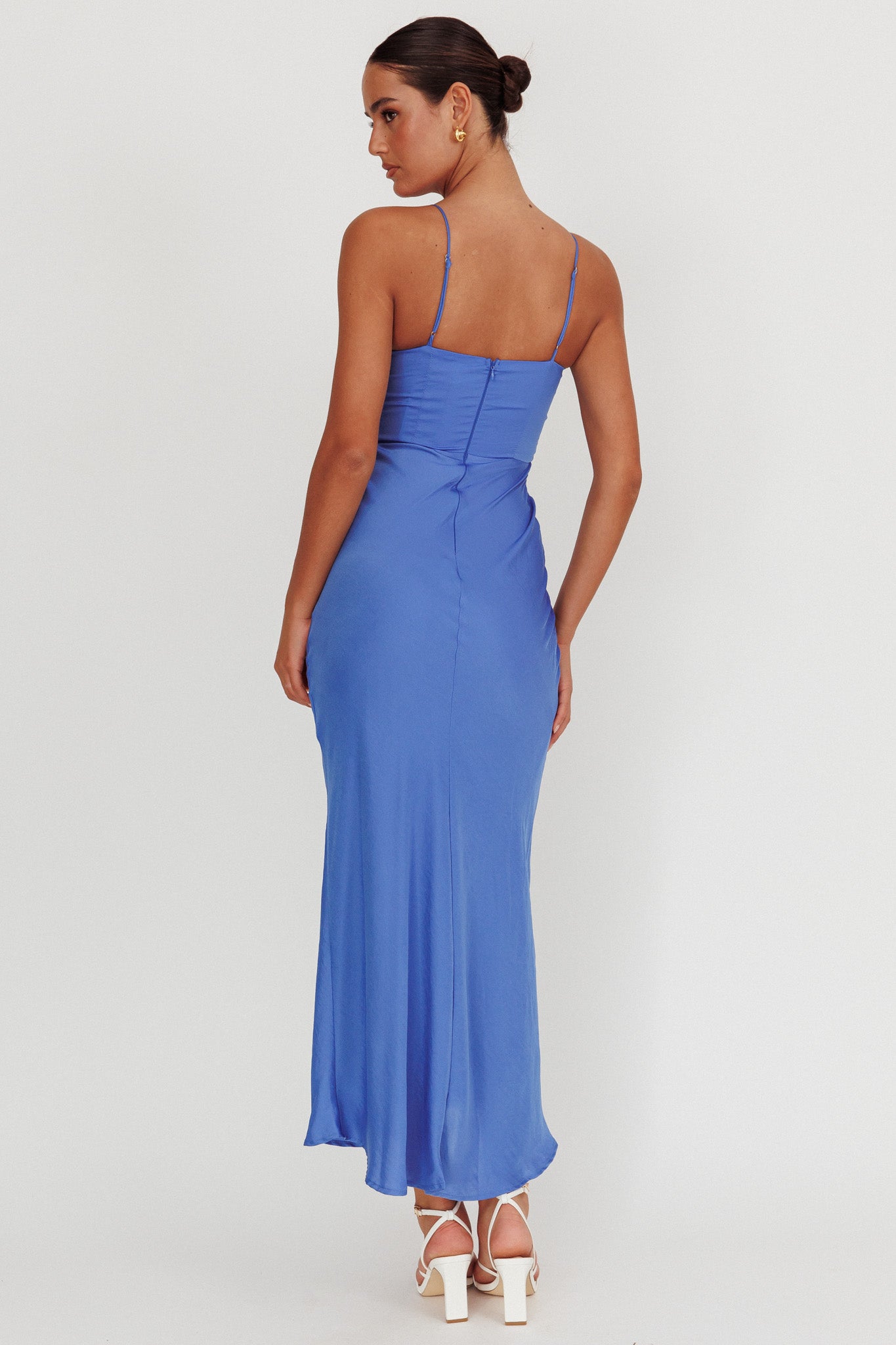 In A Daze Gathered Bust Maxi Dress Blue-Maymioy