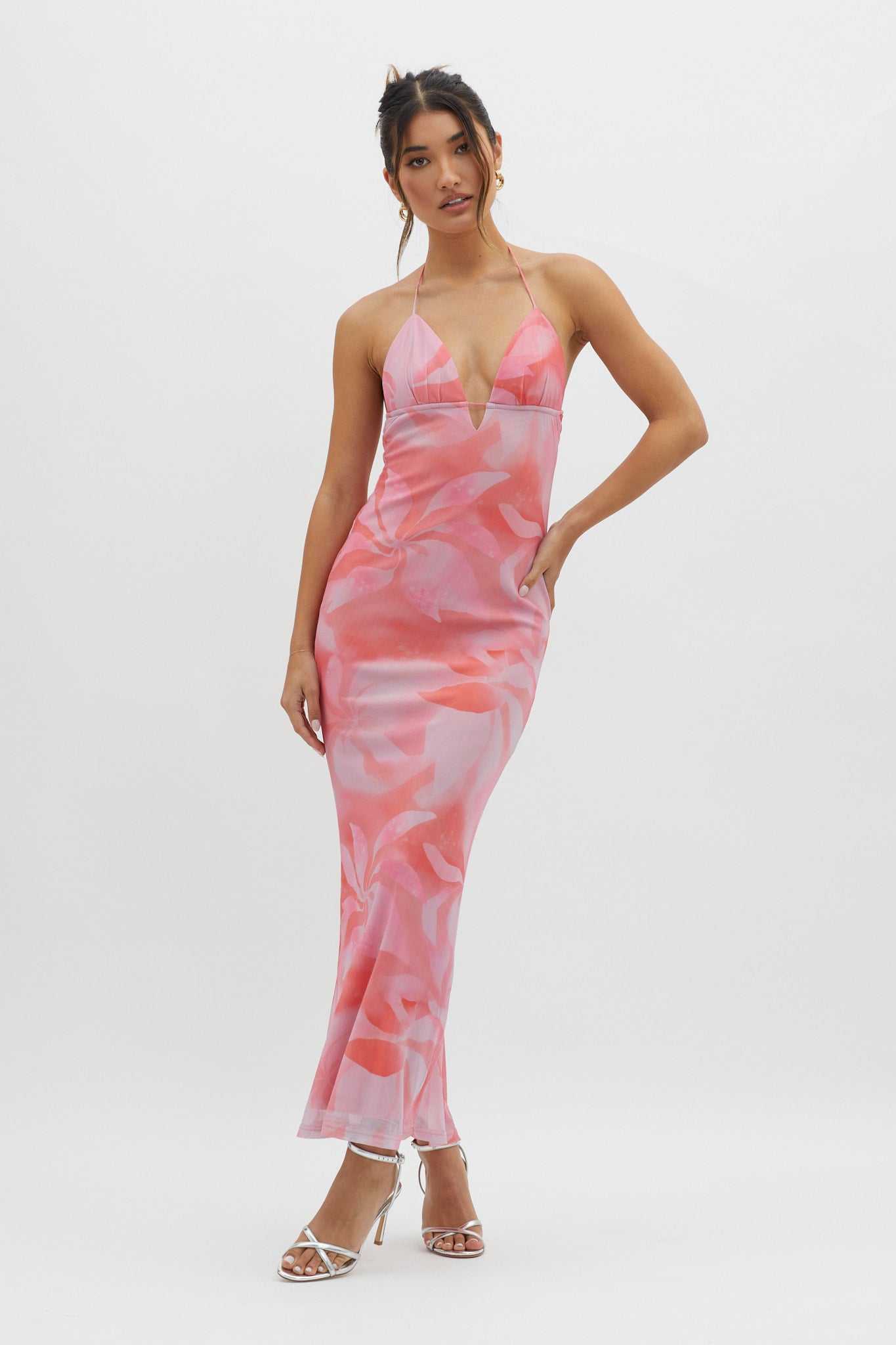 Santa Rosa Ruched Back Maxi Dress Pink-Maymioy