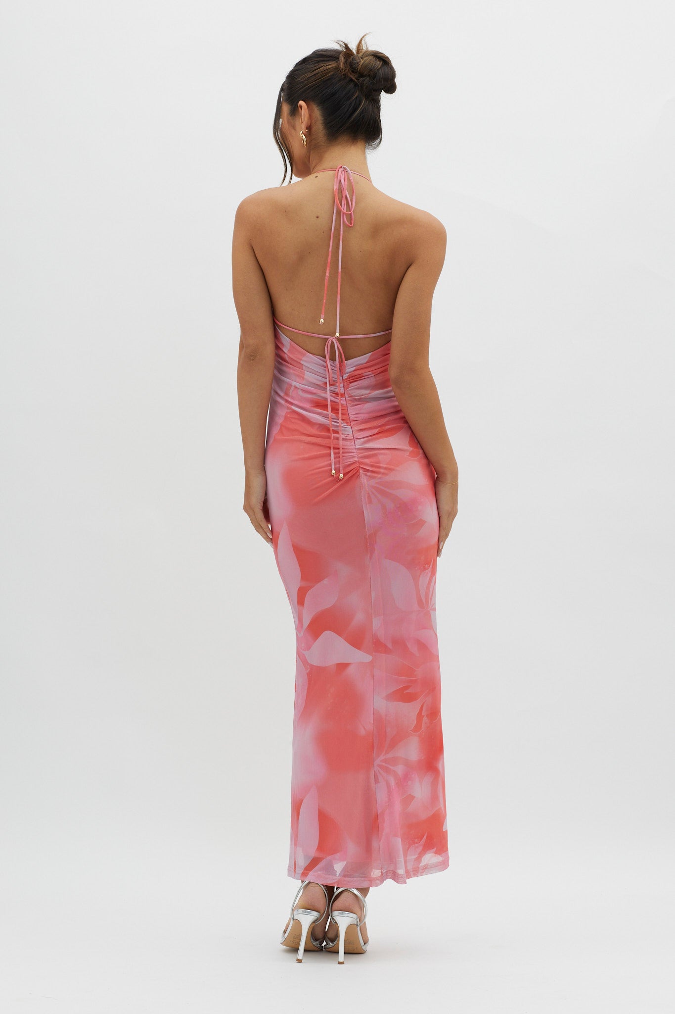 Santa Rosa Ruched Back Maxi Dress Pink-Maymioy