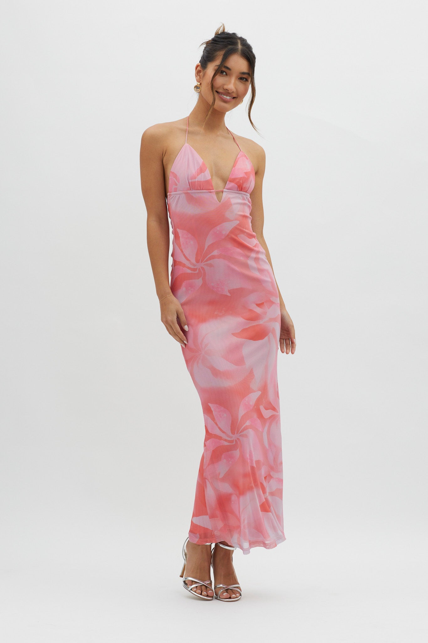 Santa Rosa Ruched Back Maxi Dress Pink-Maymioy