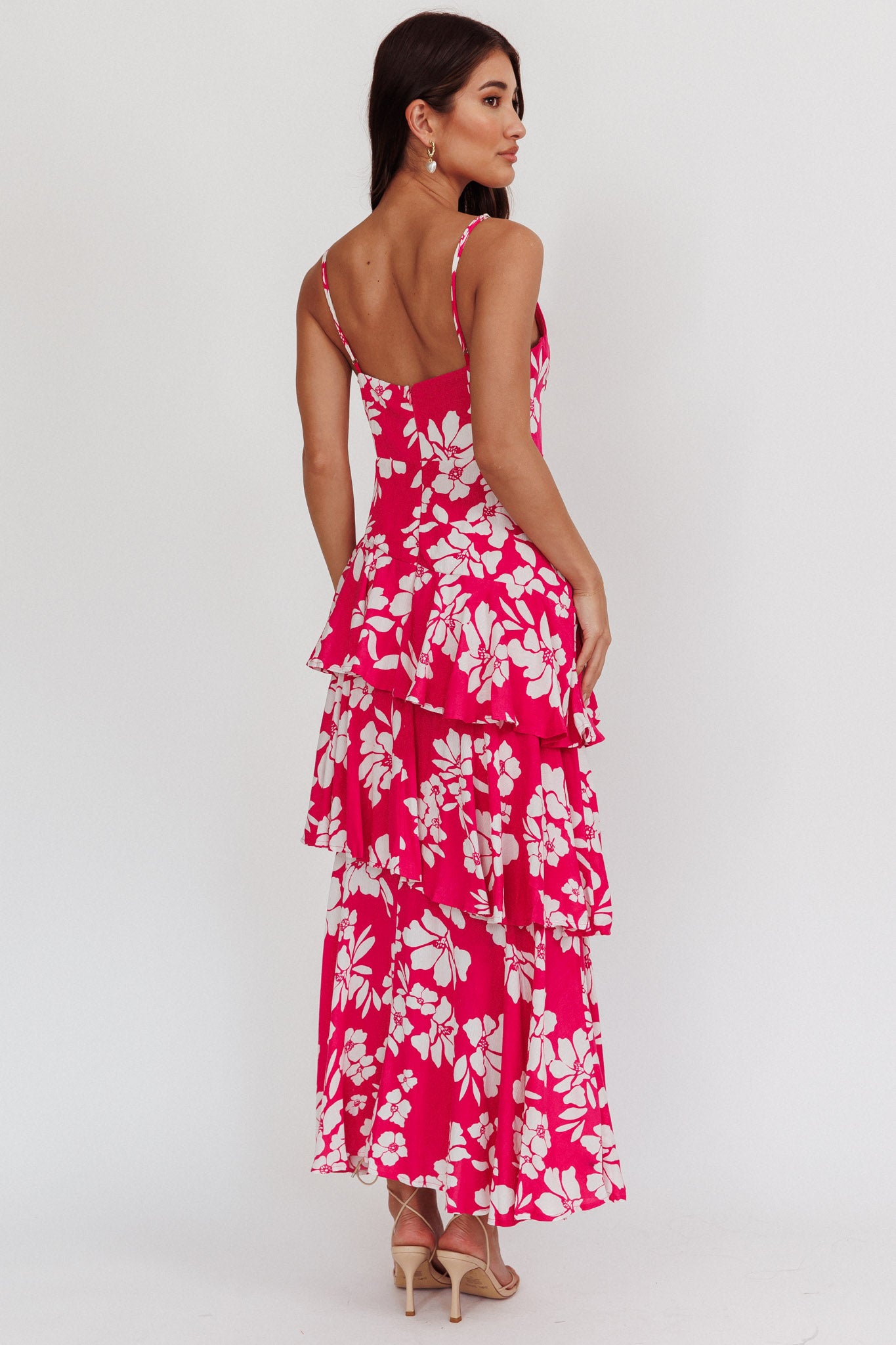 Carlo Tiered Ruffle Maxi Dress Pink-Maymioy