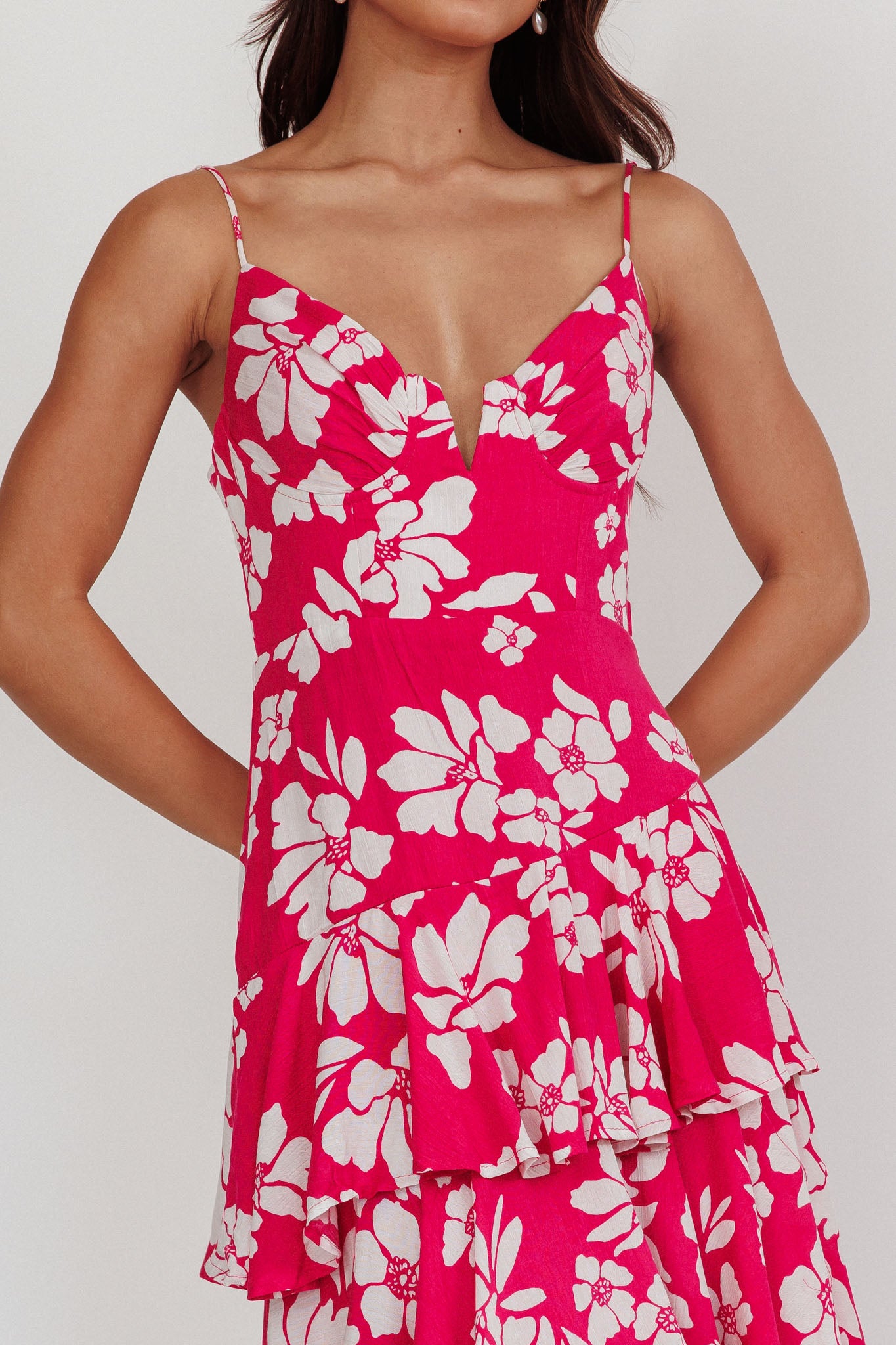 Carlo Tiered Ruffle Maxi Dress Pink-Maymioy