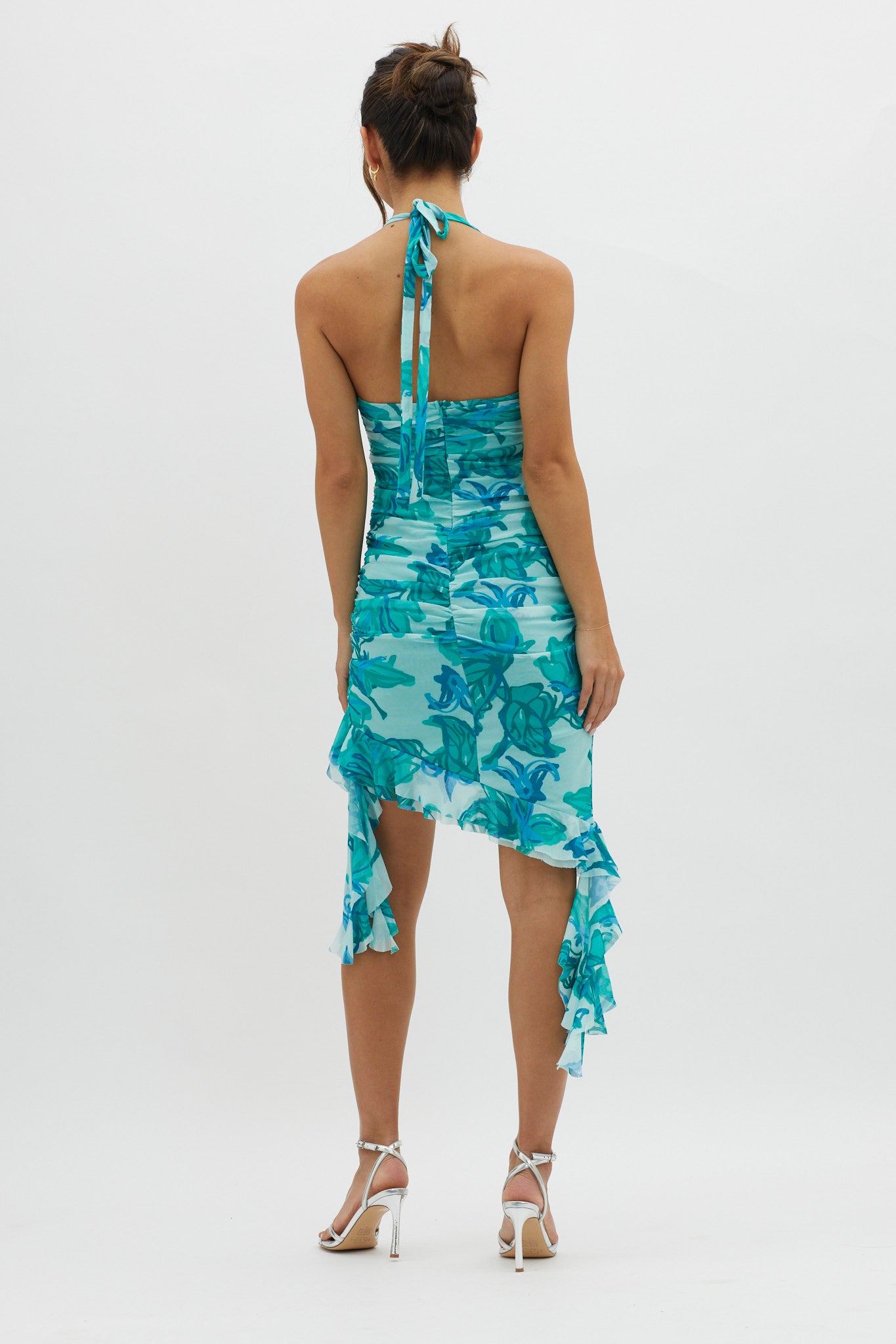 Get It Started Halterneck Ruffle Mini Dress Green-Maymioy