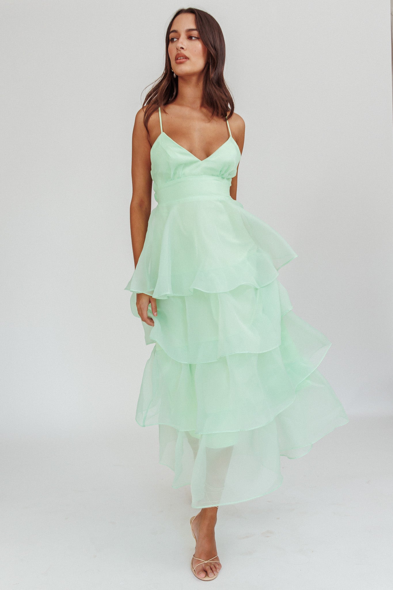 Made For You Tiered Ruffle Midi Dress Mint-Maymioy