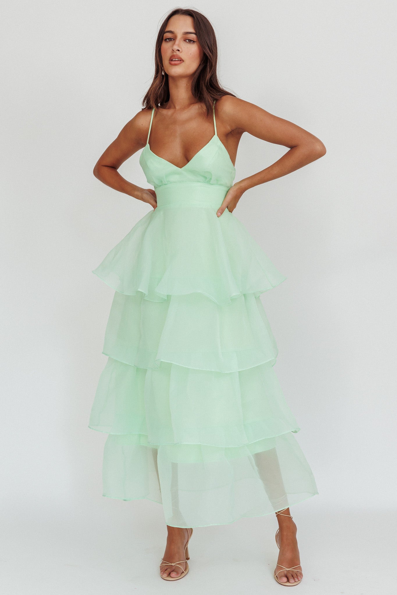 Made For You Tiered Ruffle Midi Dress Mint-Maymioy