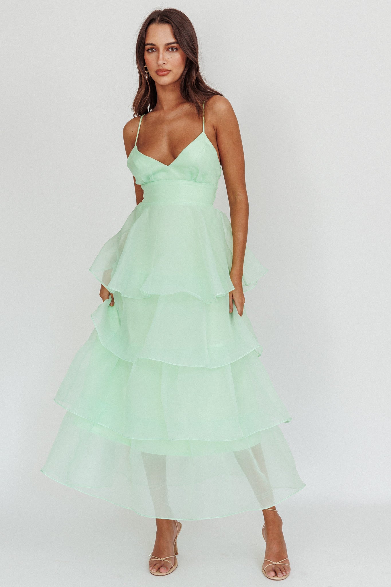 Made For You Tiered Ruffle Midi Dress Mint-Maymioy