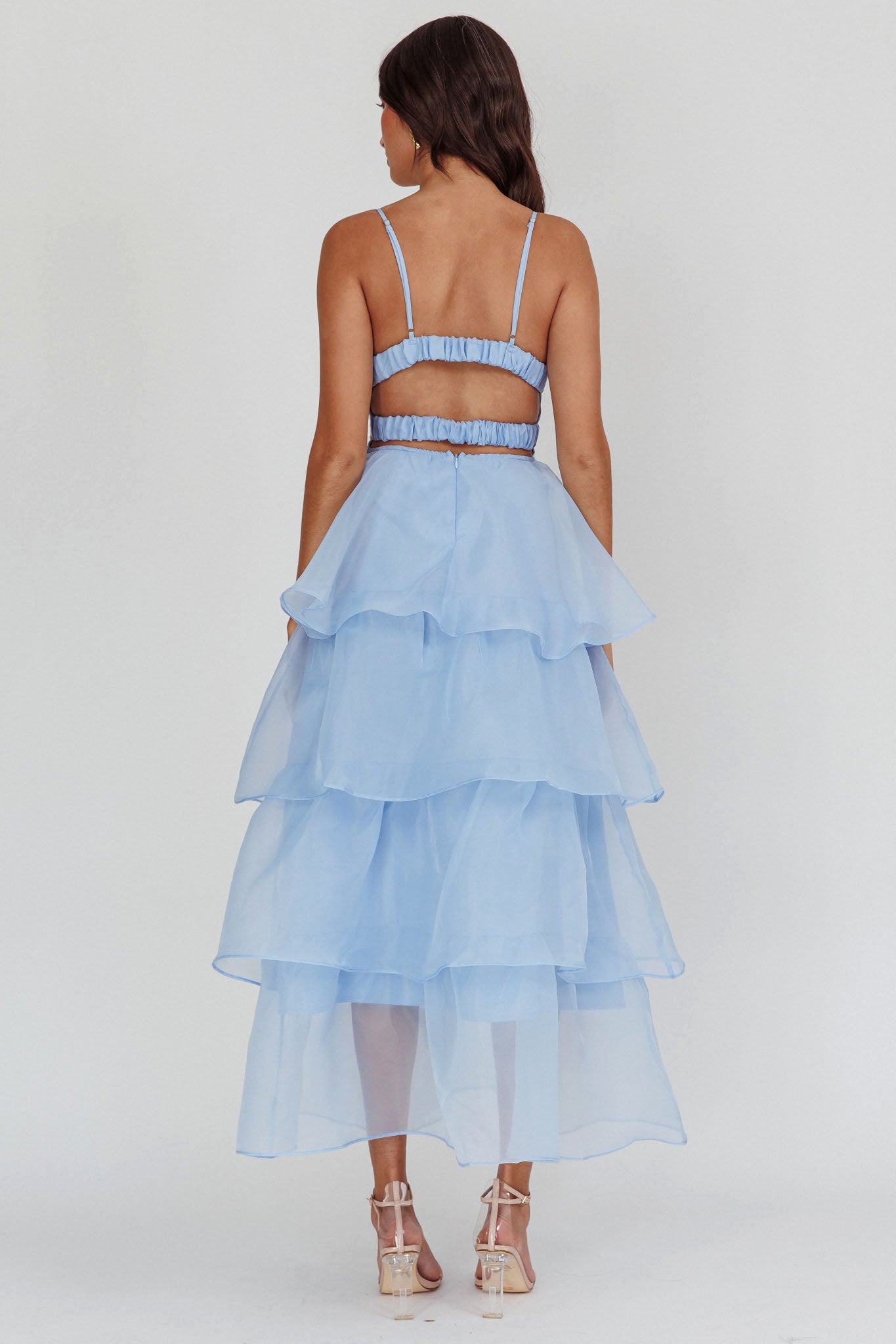 Made For You Tiered Ruffle Midi Dress Blue-Maymioy
