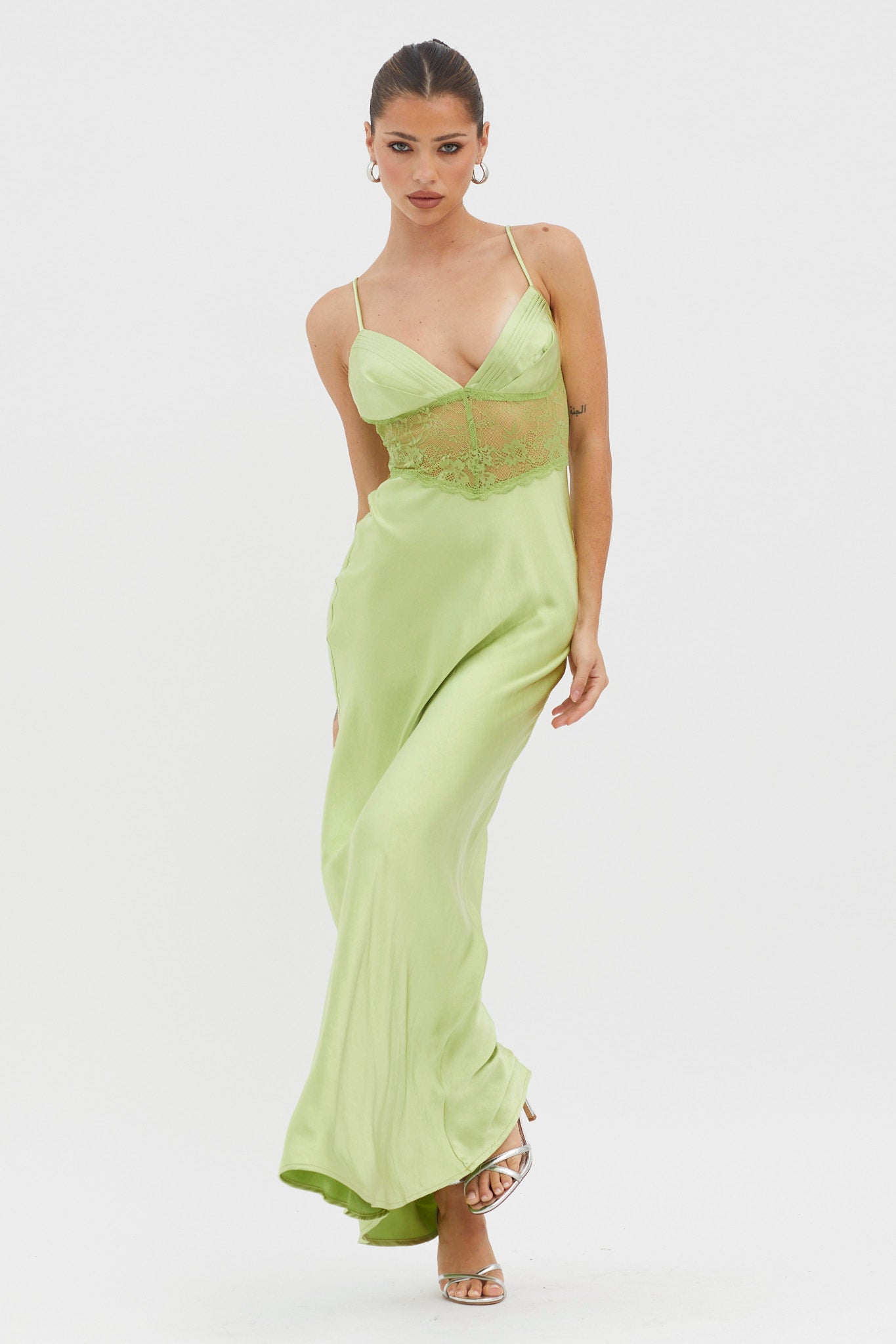 Kinzie Lace Waist Maxi Dress Apple-Maymioy