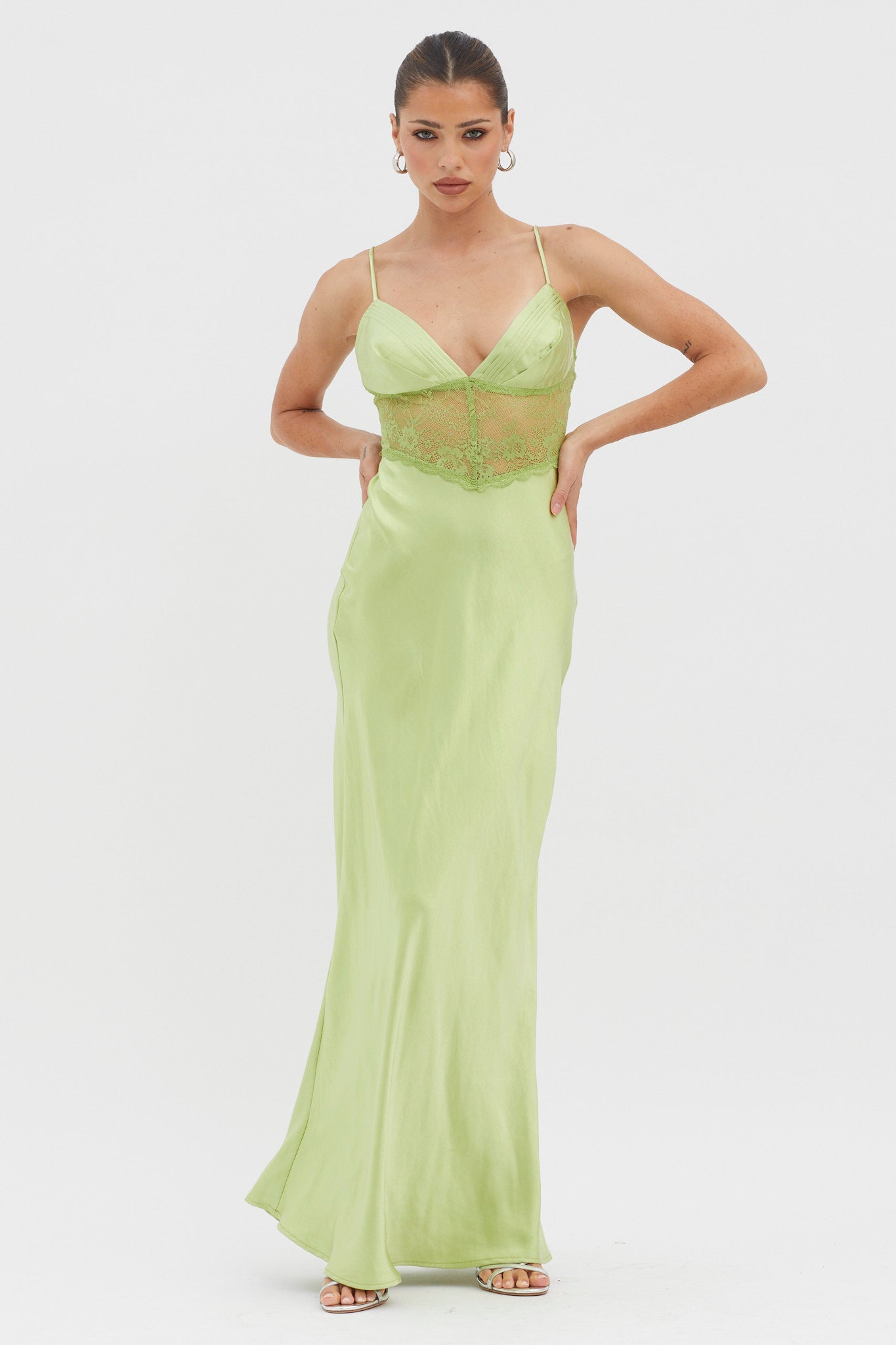 Kinzie Lace Waist Maxi Dress Apple-Maymioy