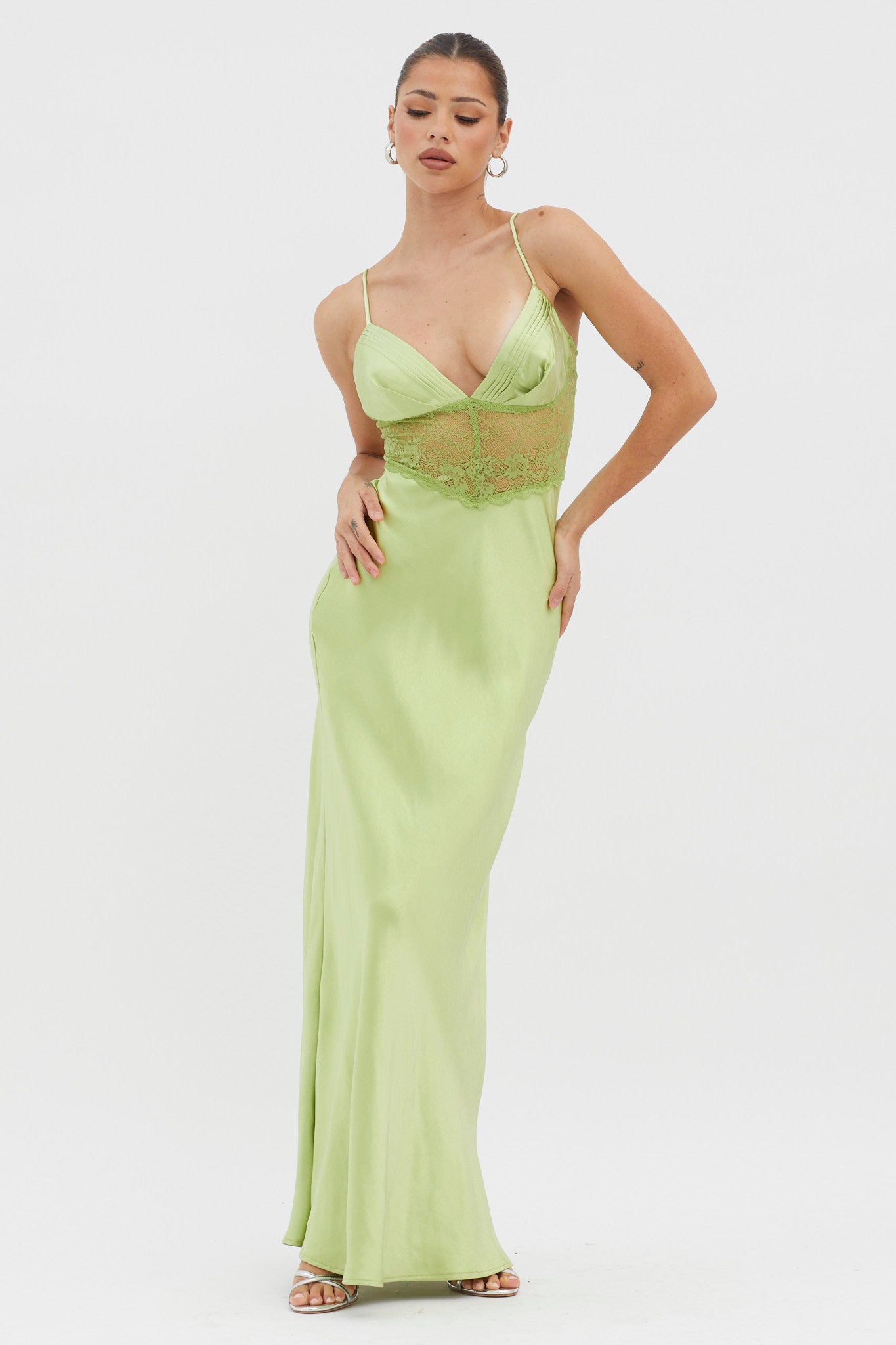 Kinzie Lace Waist Maxi Dress Apple-Maymioy